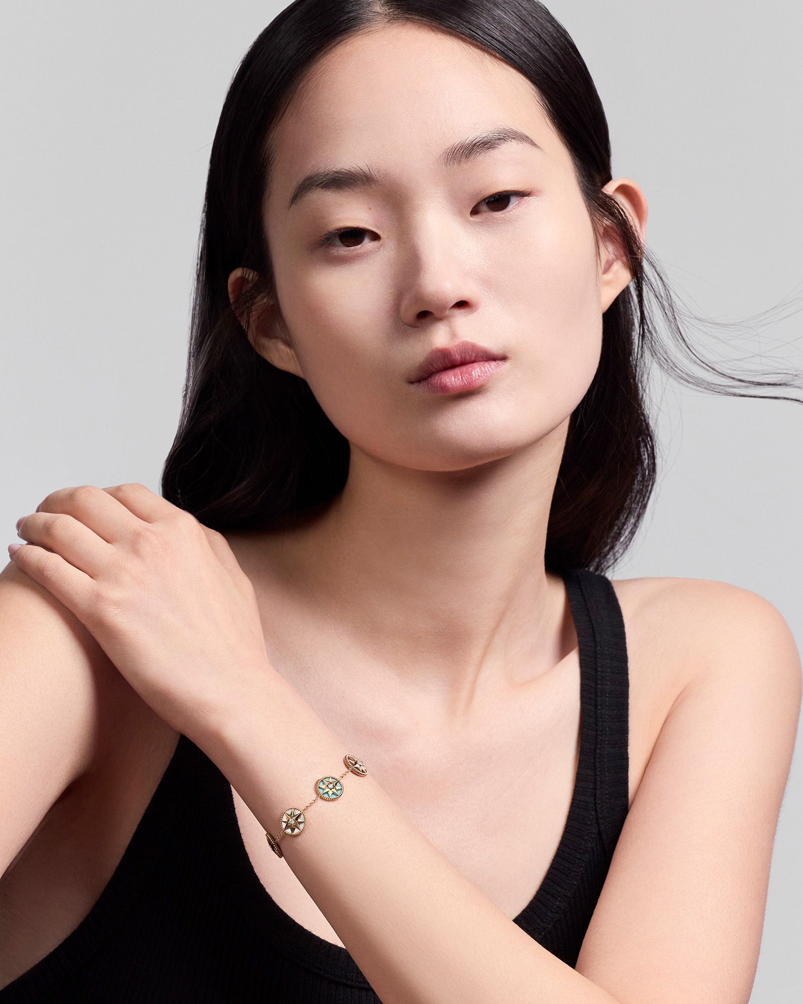 Rose des Vents 手链 黄色和玫瑰色 18K 金、钻石和石饰 E01