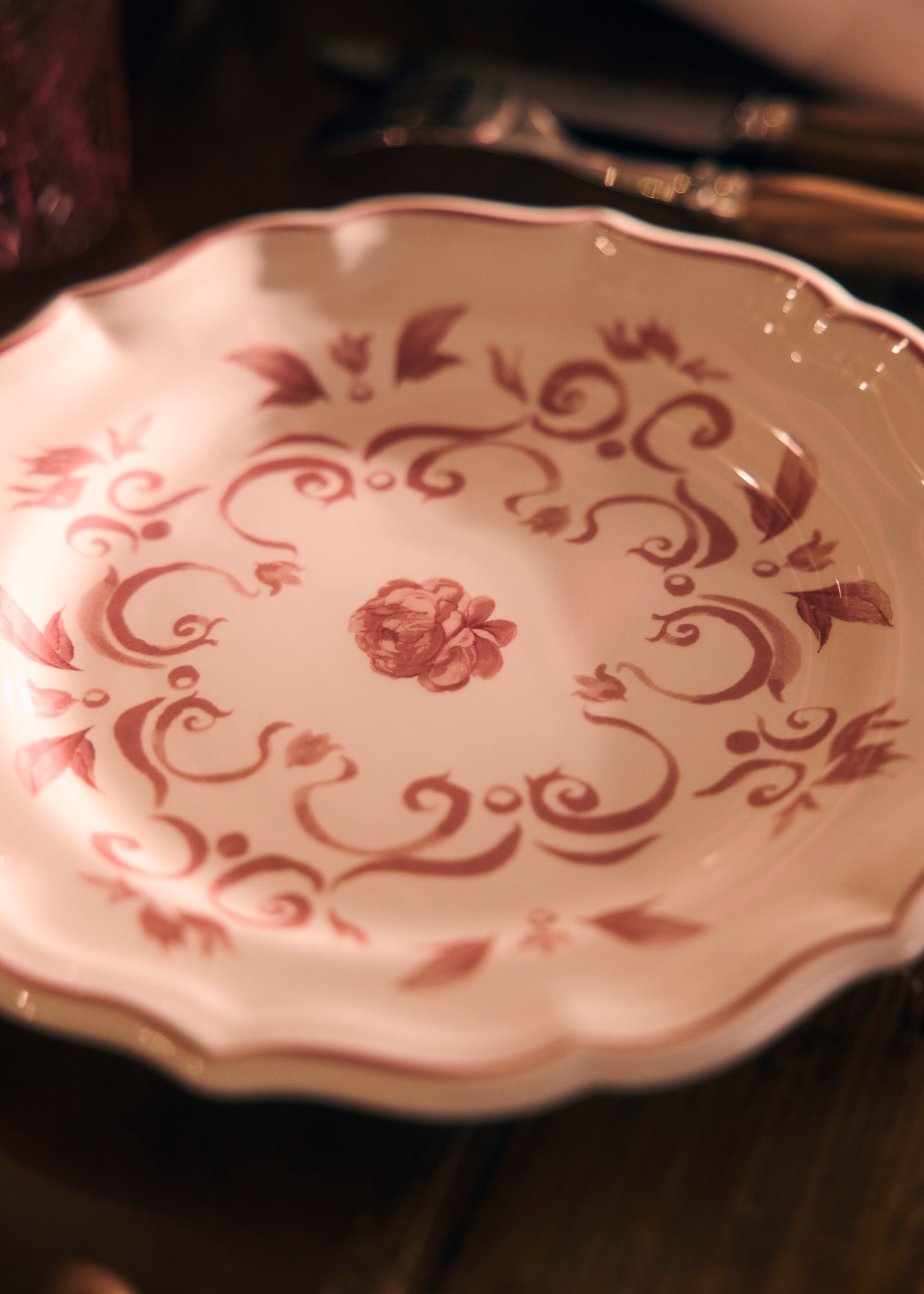 甜品碟 陶瓷玫瑰图案 E01