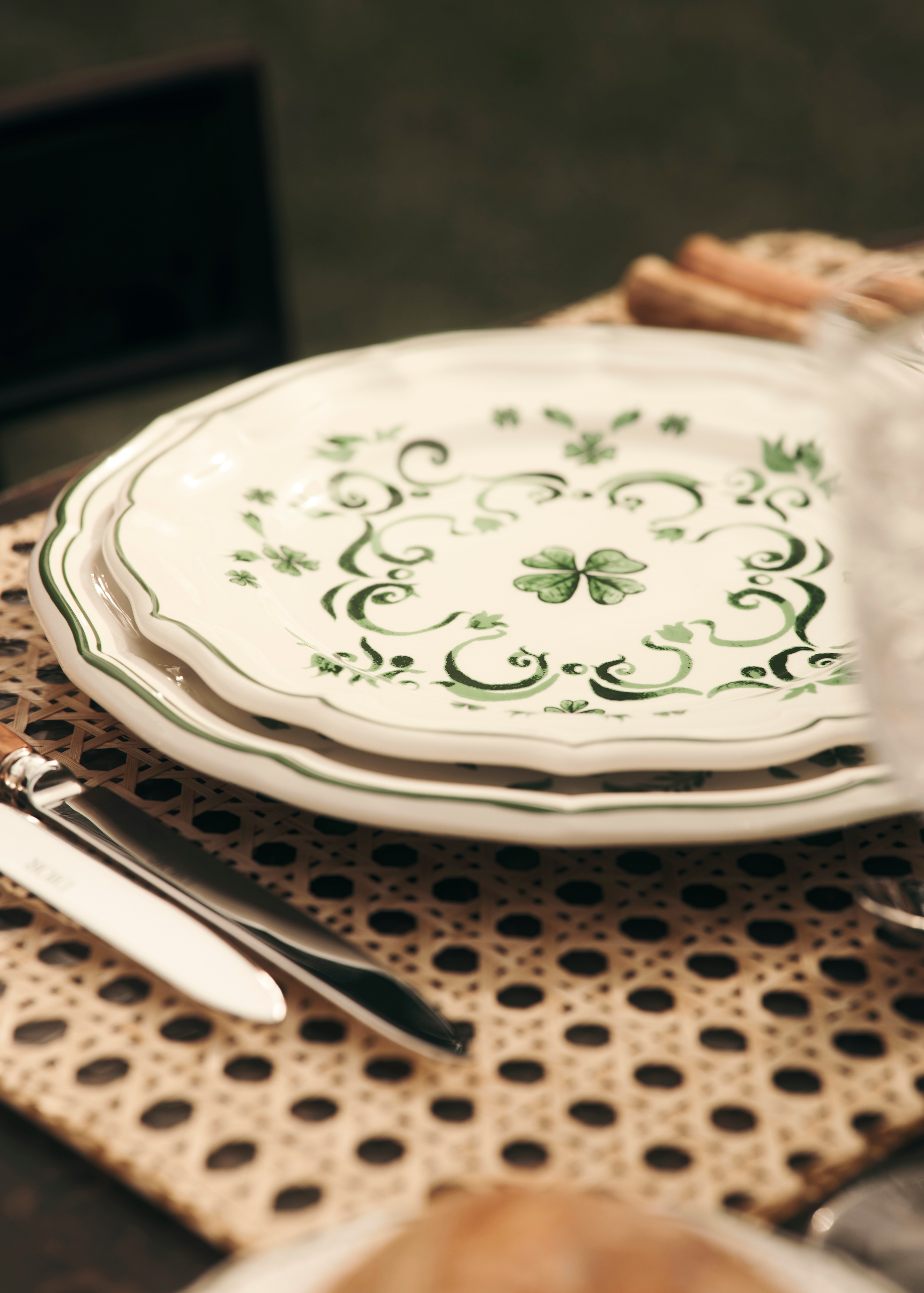 甜品碟 陶瓷四叶草图案 E02