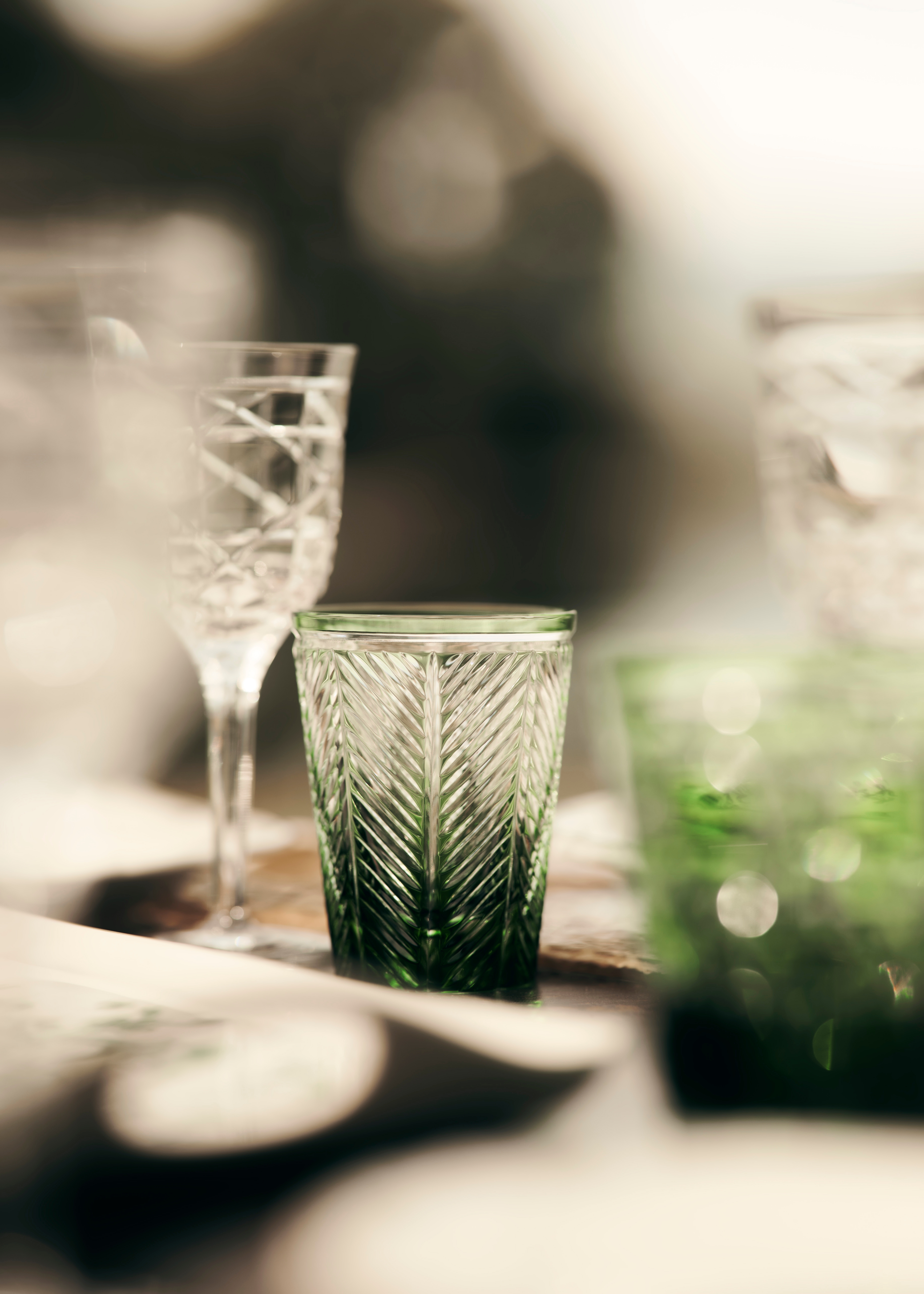 水杯 绿色人字斜纹图案 E04