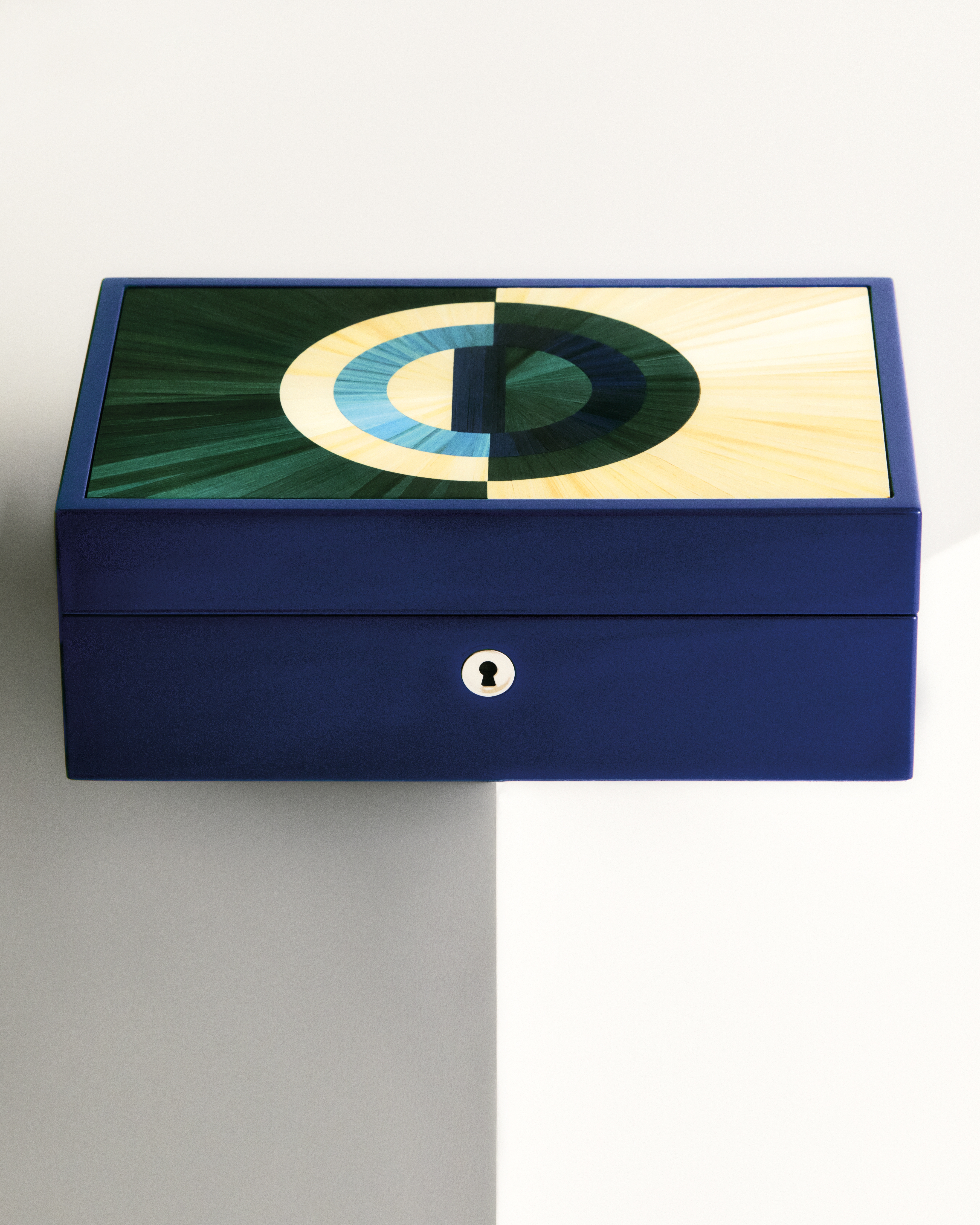 look_image_alt_prefix 八件式腕表保护壳 涂漆木头、天鹅绒和纸编绿色 CD Entrelacés 图案 E17