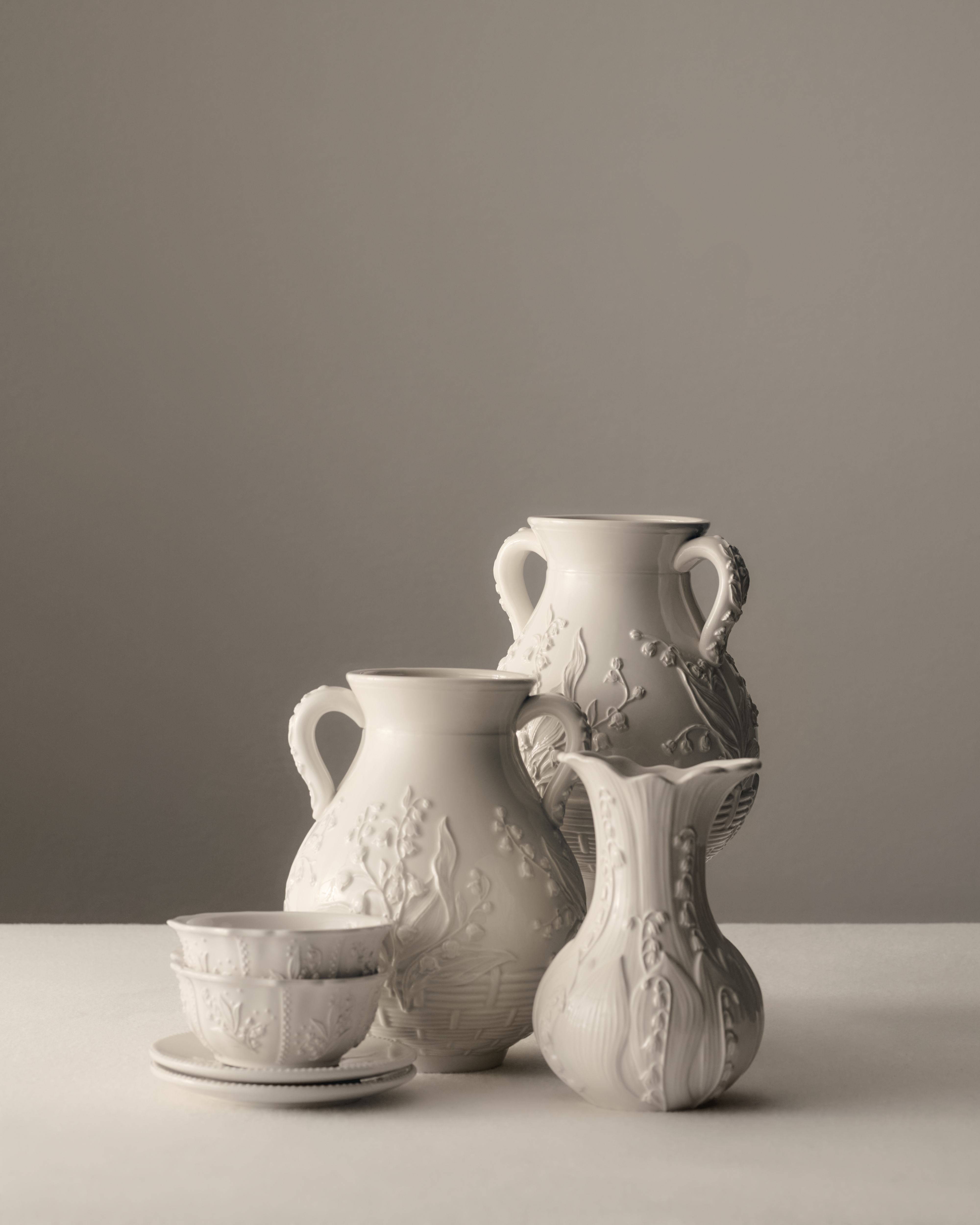 look_image_alt_prefix 谷物碗两件套装 白色陶瓷 Lily Dior 凸起图案 E12