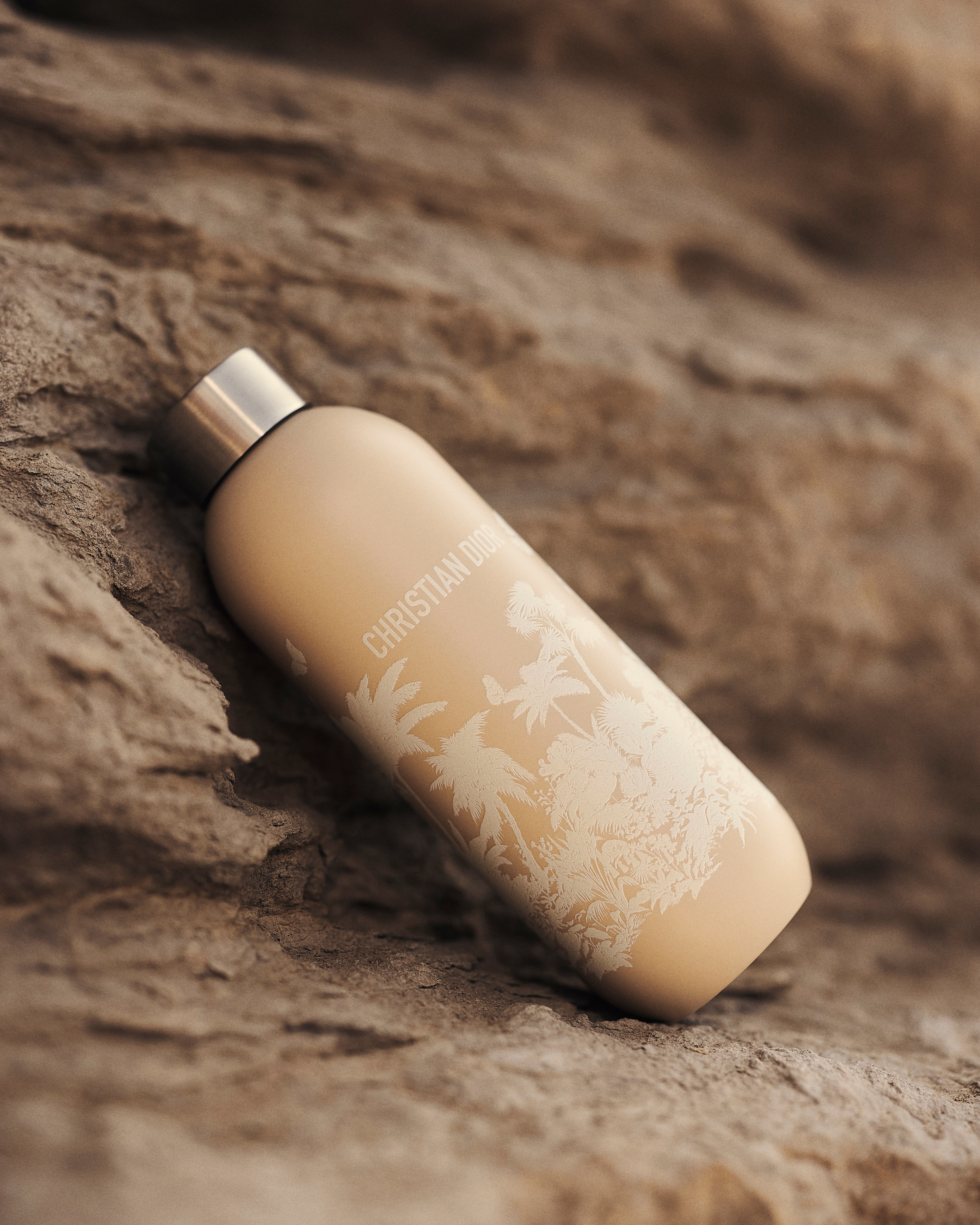 look_image_alt_prefix 水瓶 不锈钢，米色和白色 Palms 茹伊印花 E02