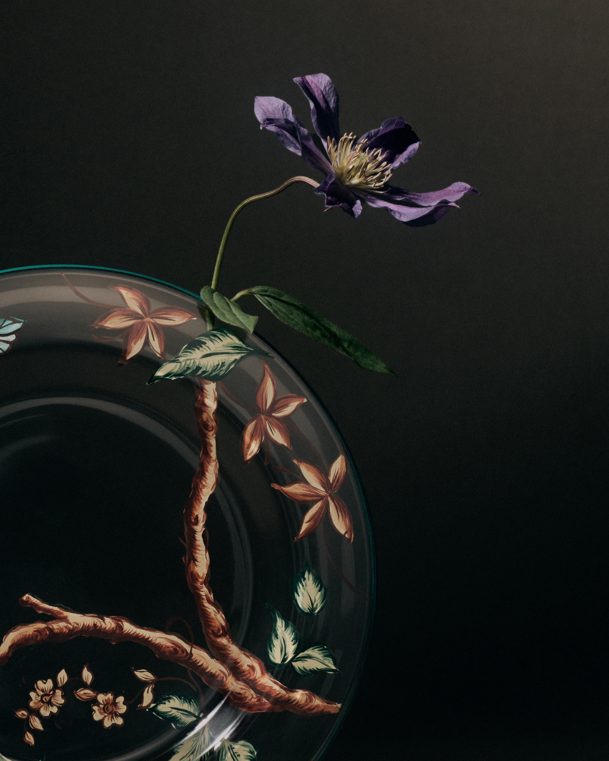 look_image_alt_prefix 甜品碟 玻璃多色花卉图案 E05