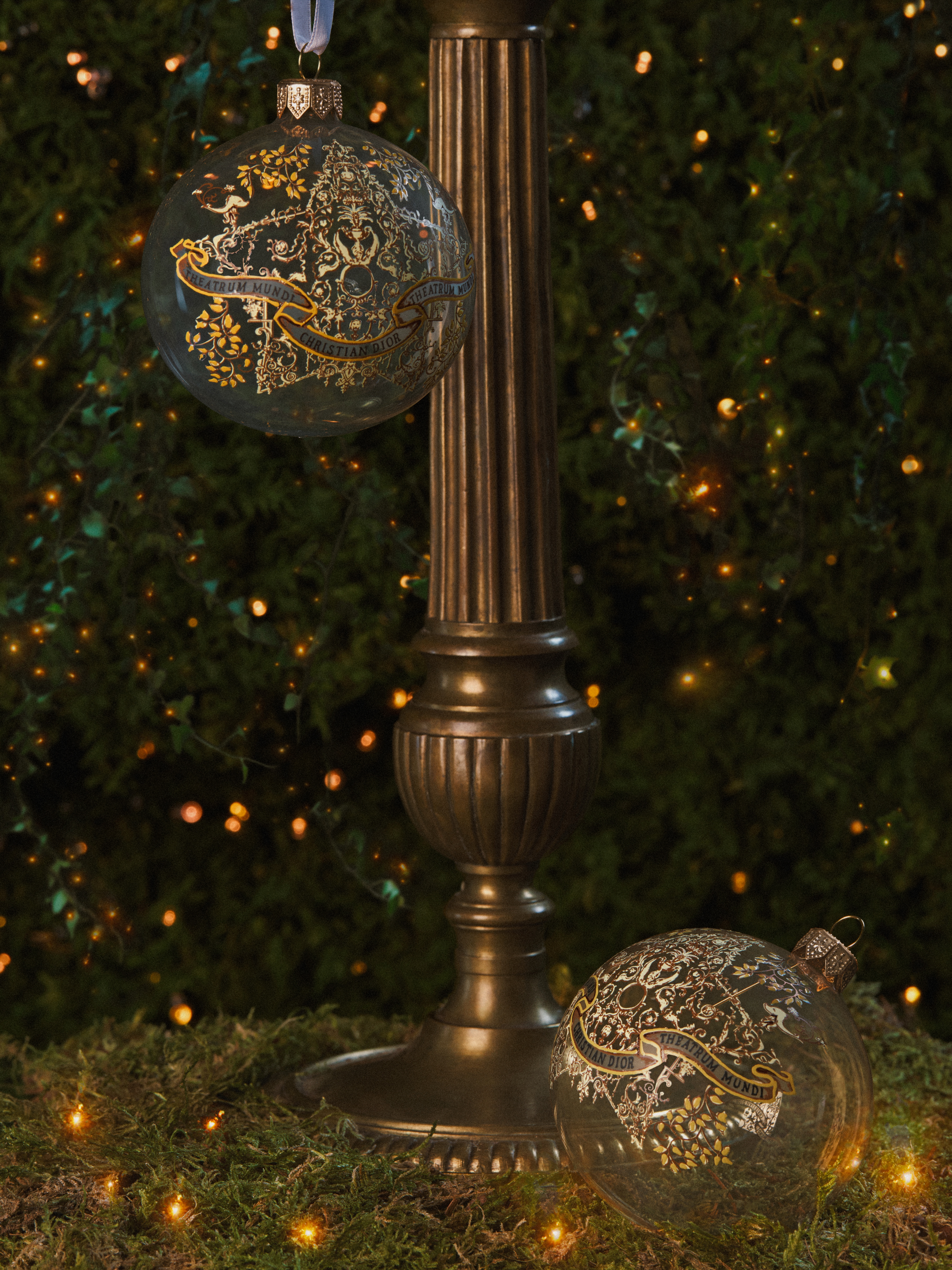 圣诞装饰四件套装 金色调和黑色透明手工吹制玻璃金色调 Dioresque Stella 图案 E03