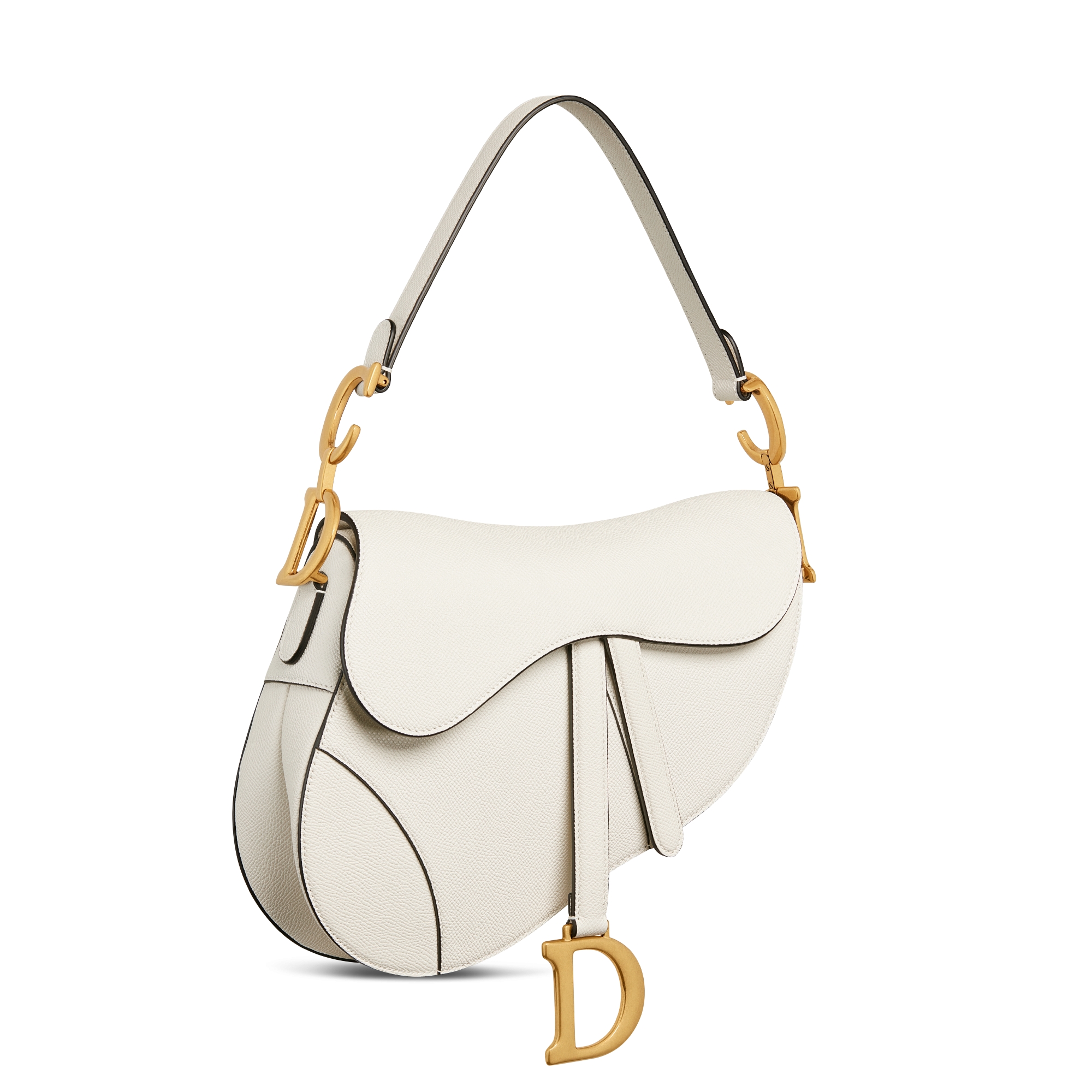 马鞍包（附肩带） 奶白色粒面牛皮革 E03