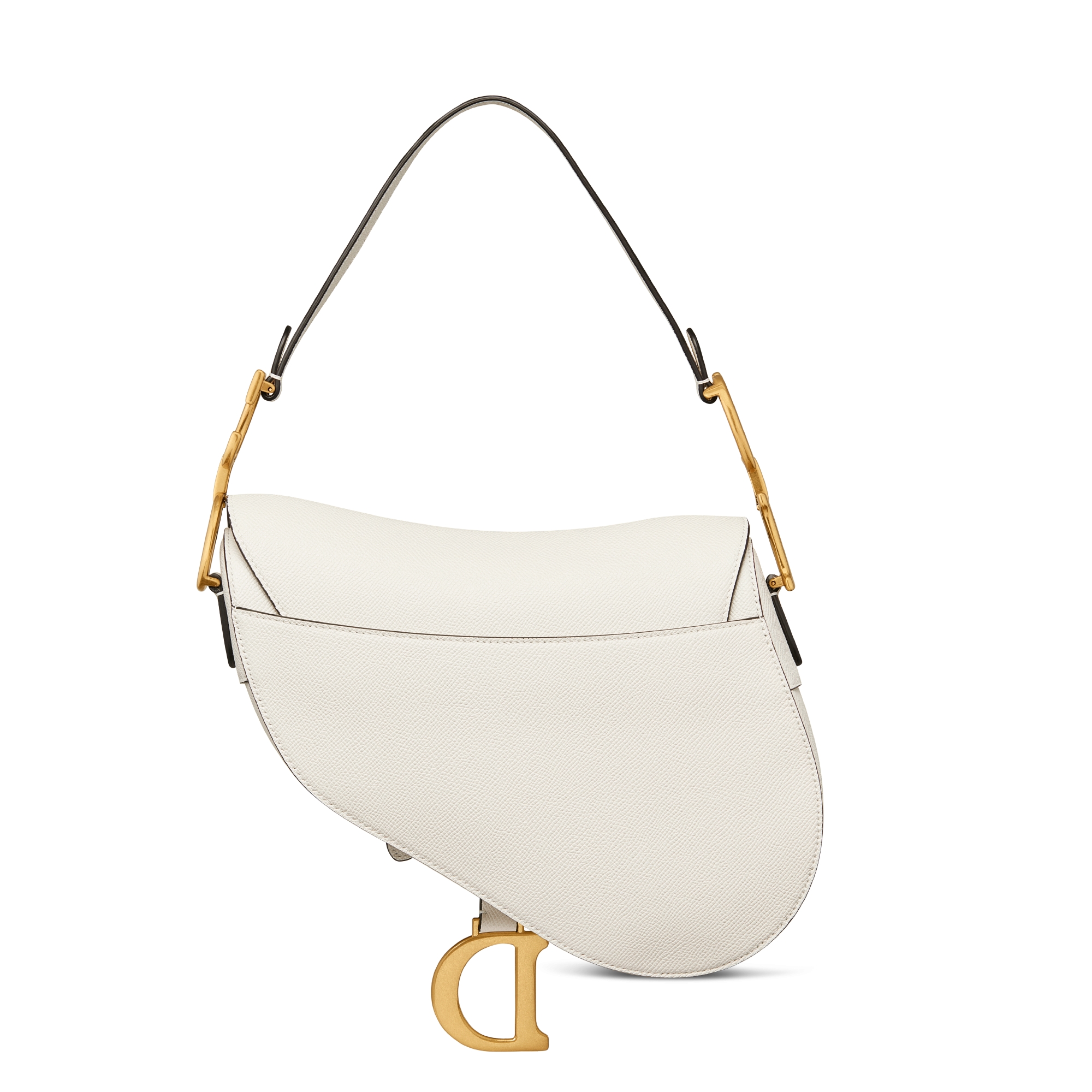 马鞍包（附肩带） 奶白色粒面牛皮革 E08