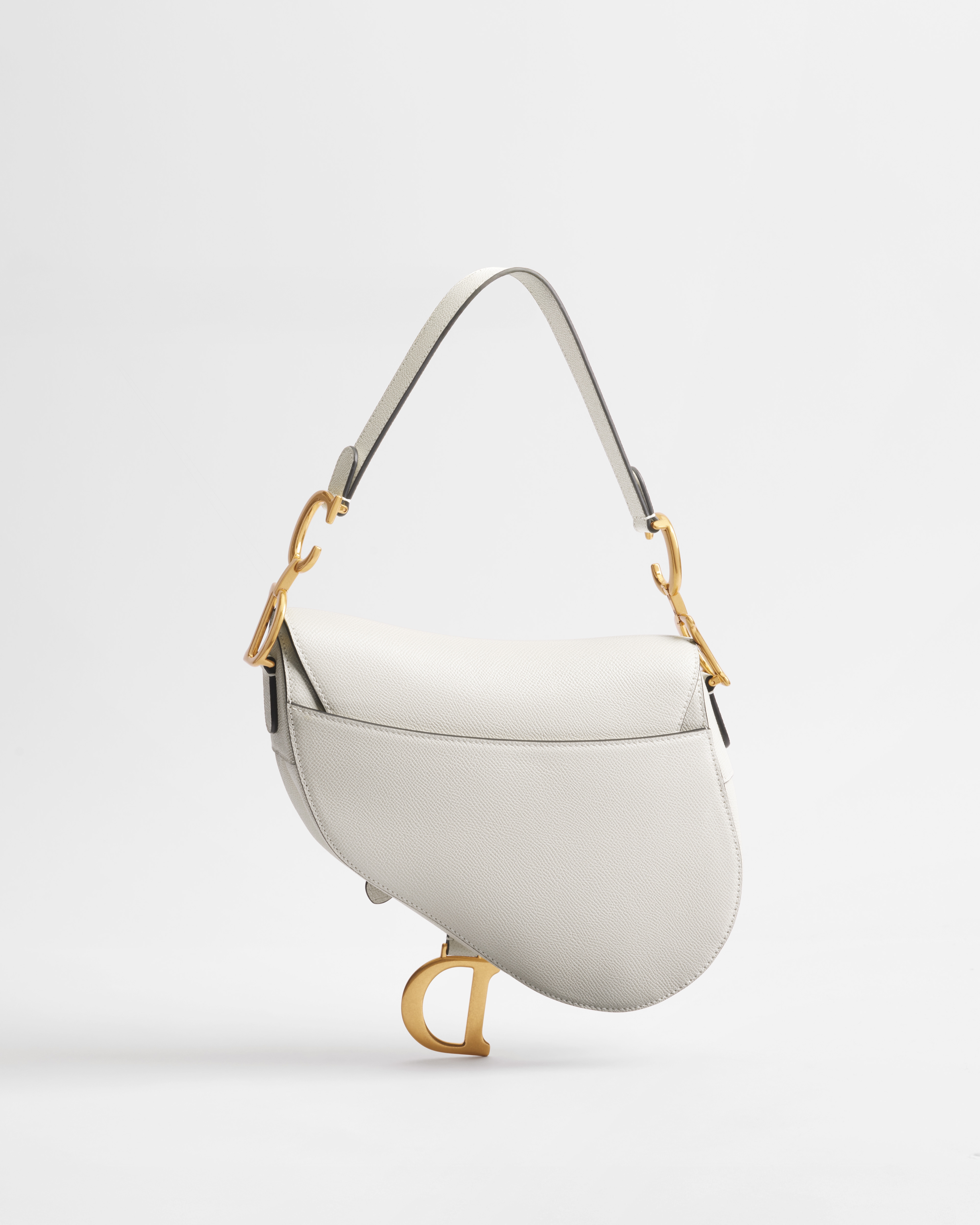 马鞍包（附肩带） 奶白色粒面牛皮革 E08