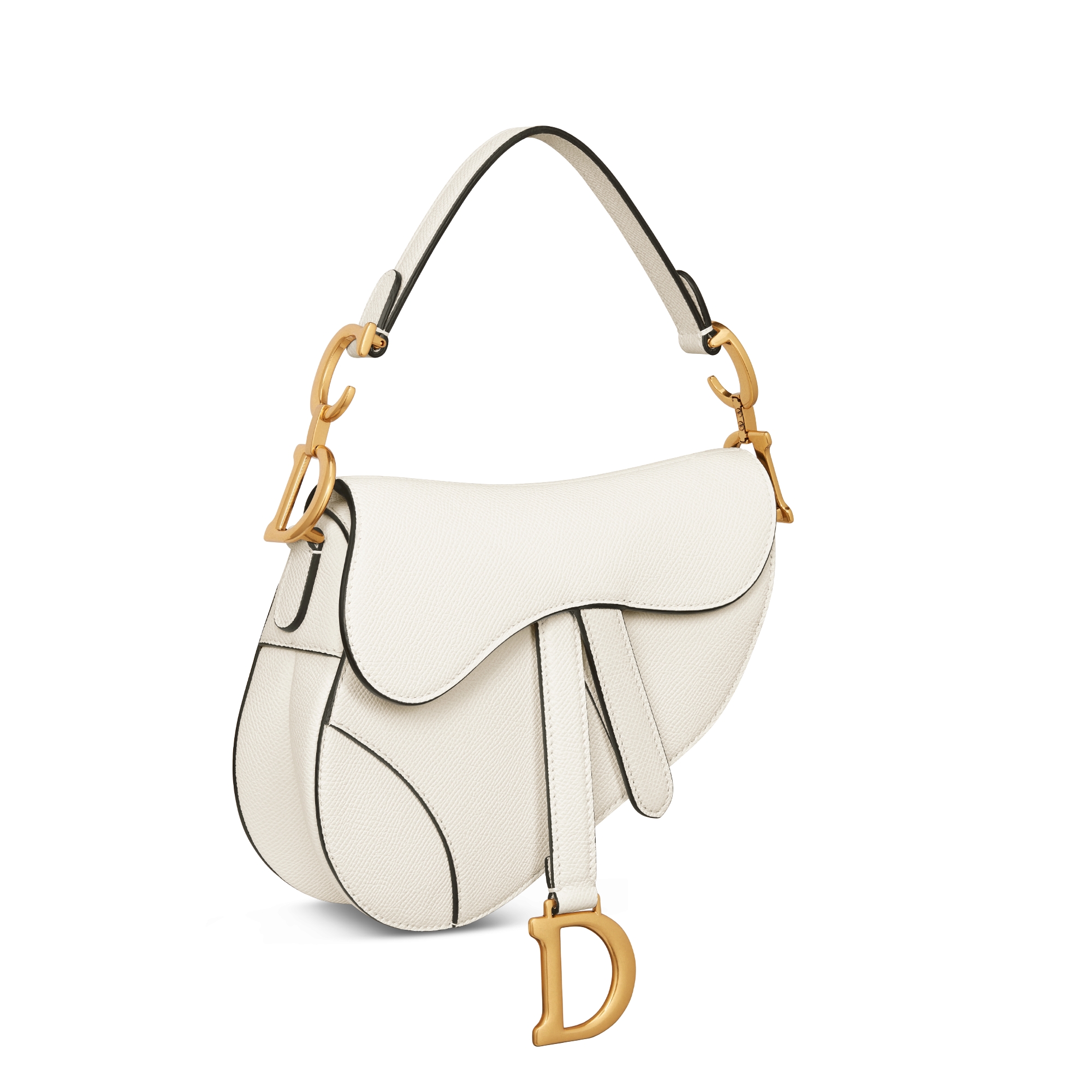 迷你马鞍包（附肩带） 奶白色粒面牛皮革 E03