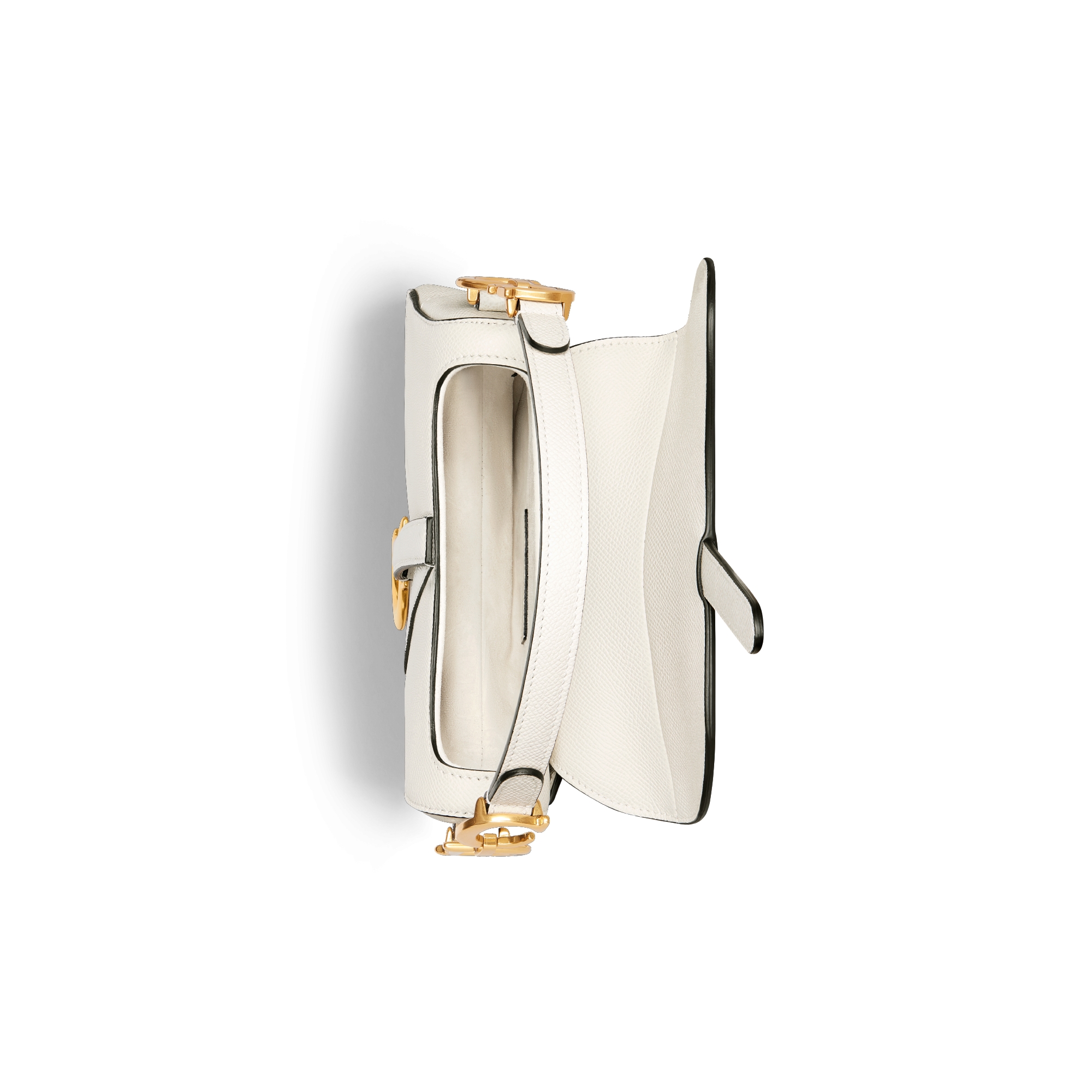 迷你马鞍包（附肩带） 奶白色粒面牛皮革 E06