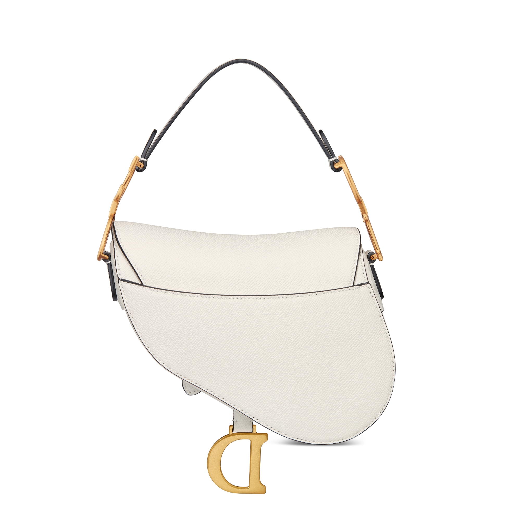 迷你马鞍包（附肩带） 奶白色粒面牛皮革 E08