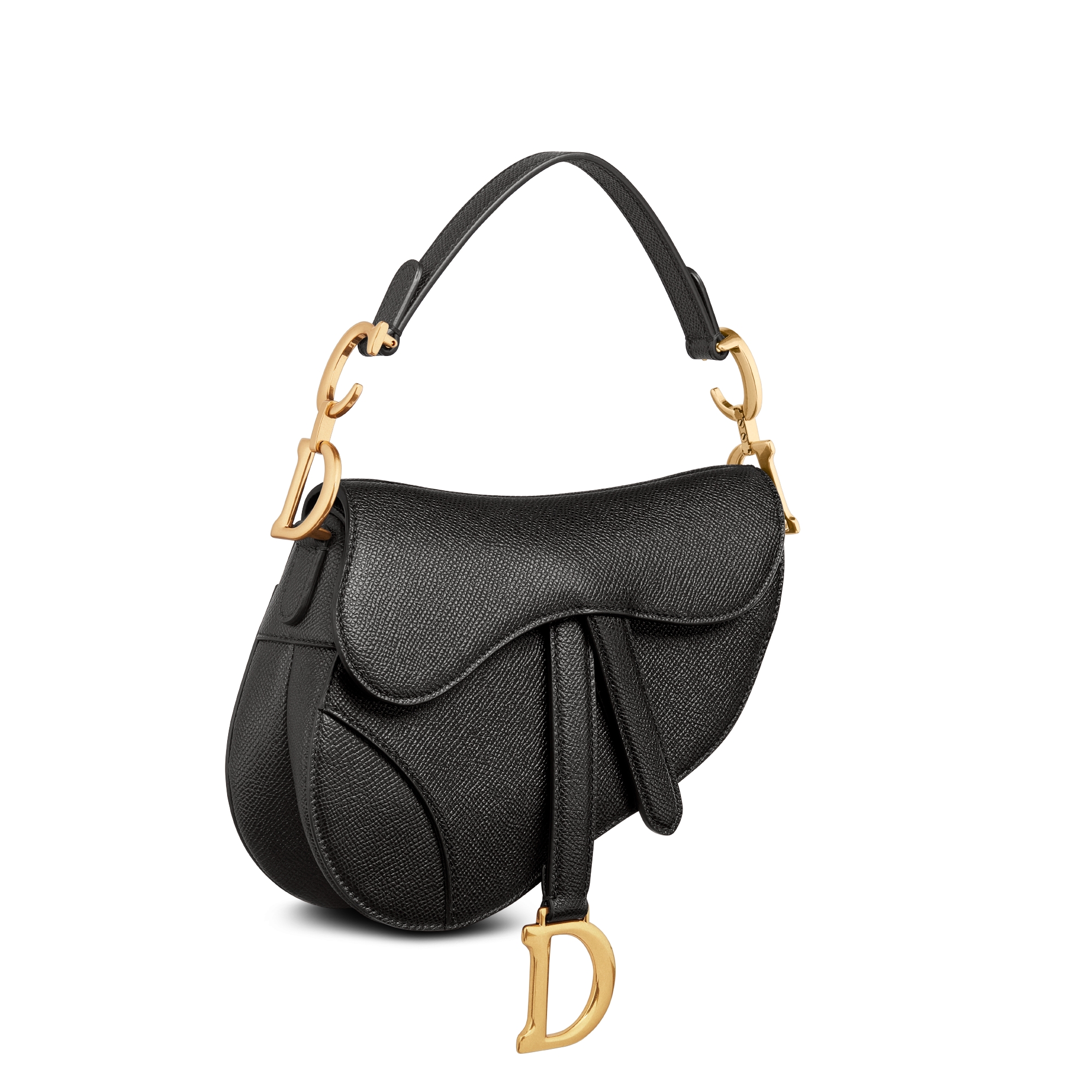 迷你马鞍包（附肩带） 黑色粒面牛皮革 E03