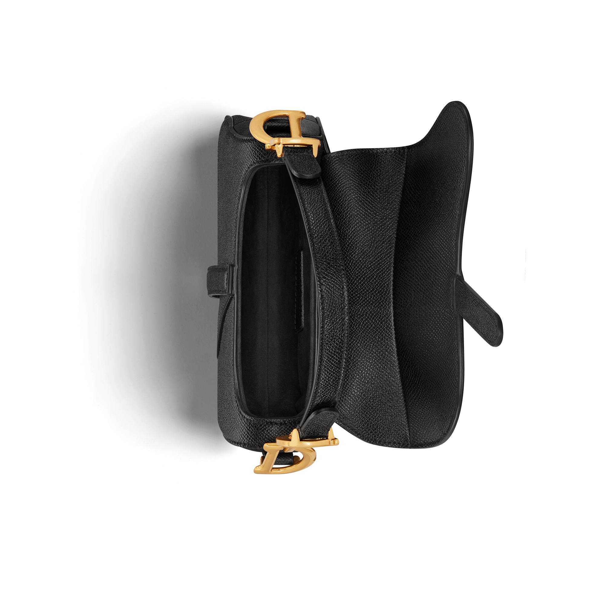迷你马鞍包（附肩带） 黑色粒面牛皮革 E06