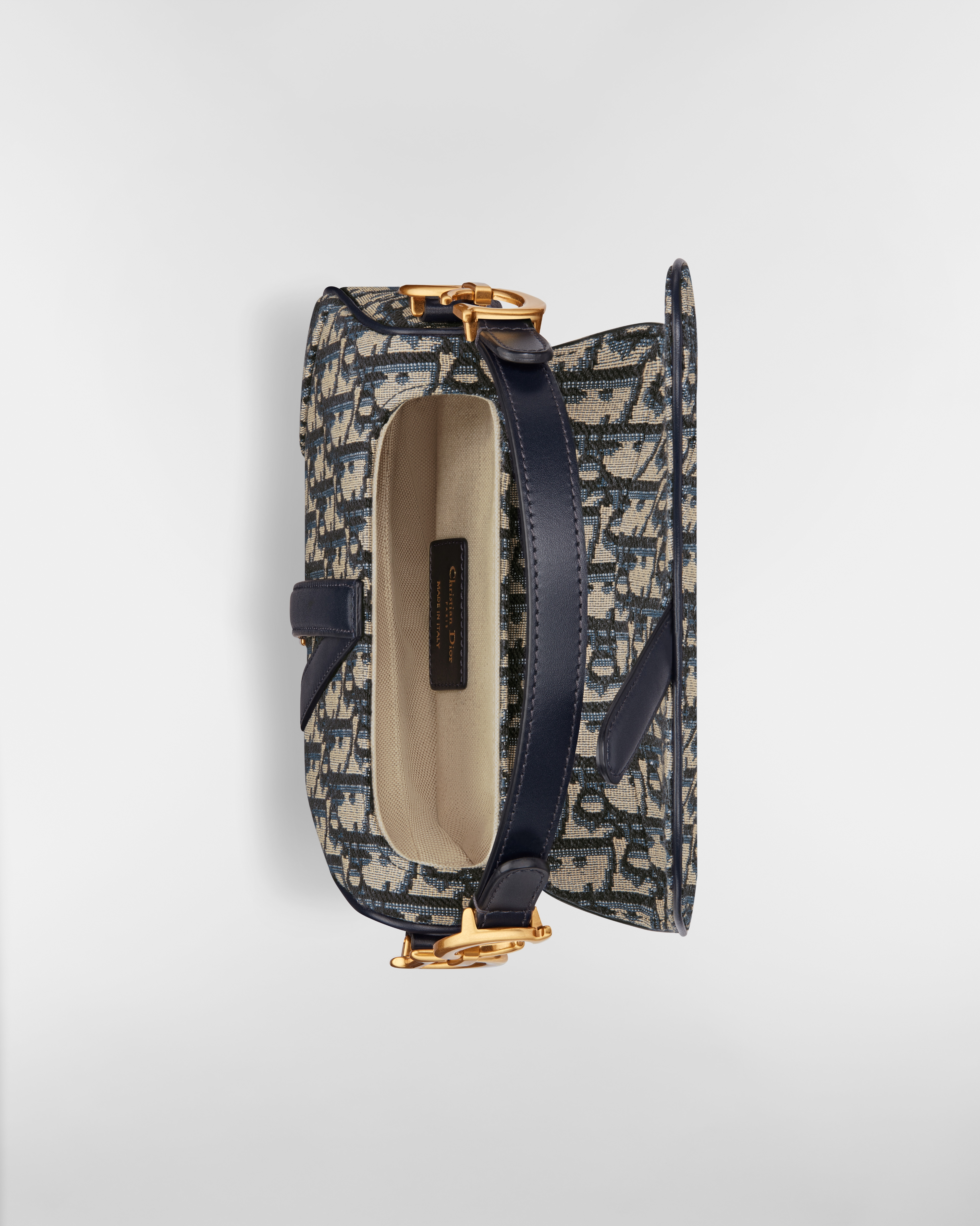 迷你马鞍包（附肩带） 蓝色 Oblique 印花面料 E06