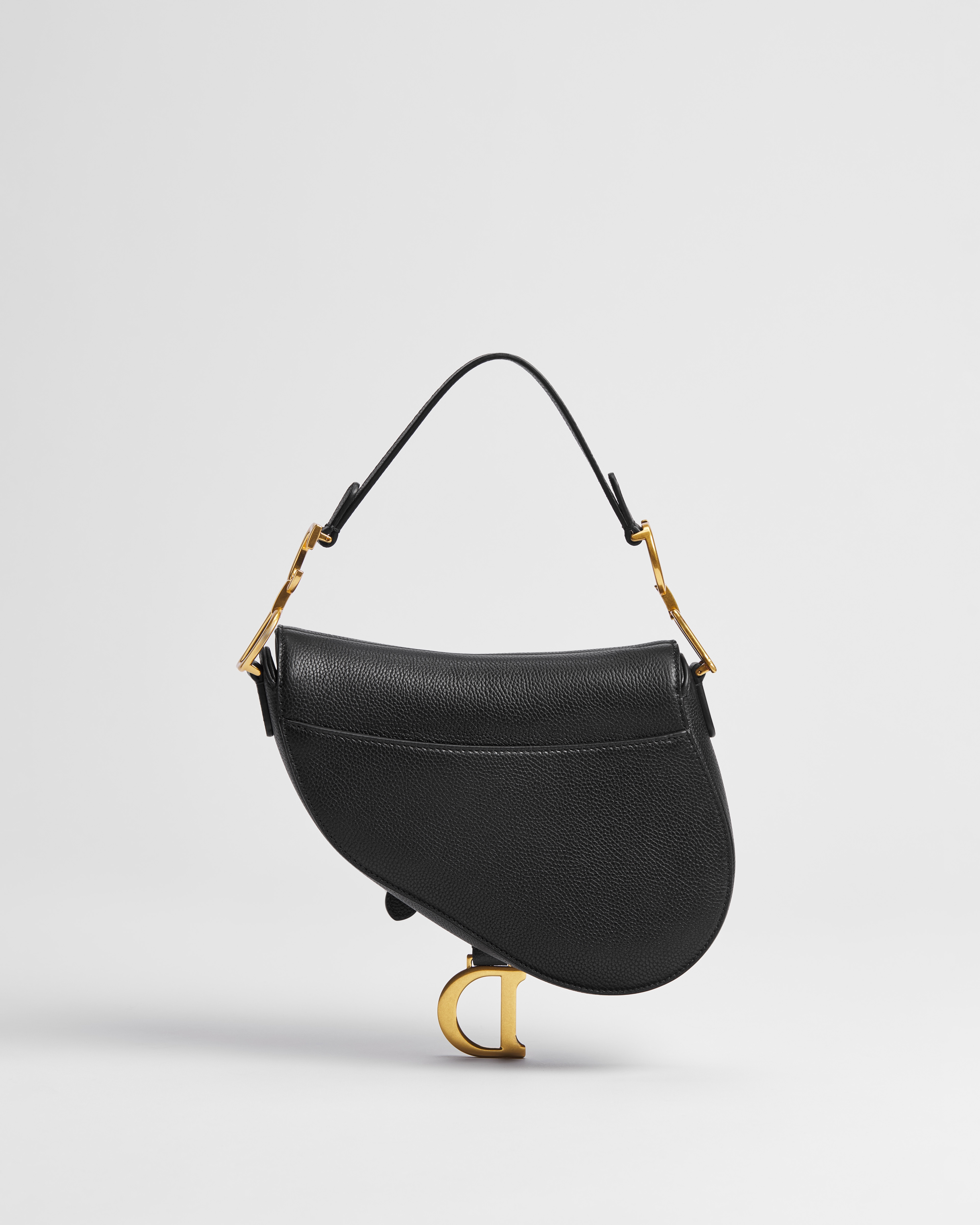 小号马鞍包（附肩带） 黑色粒面牛皮革 E08