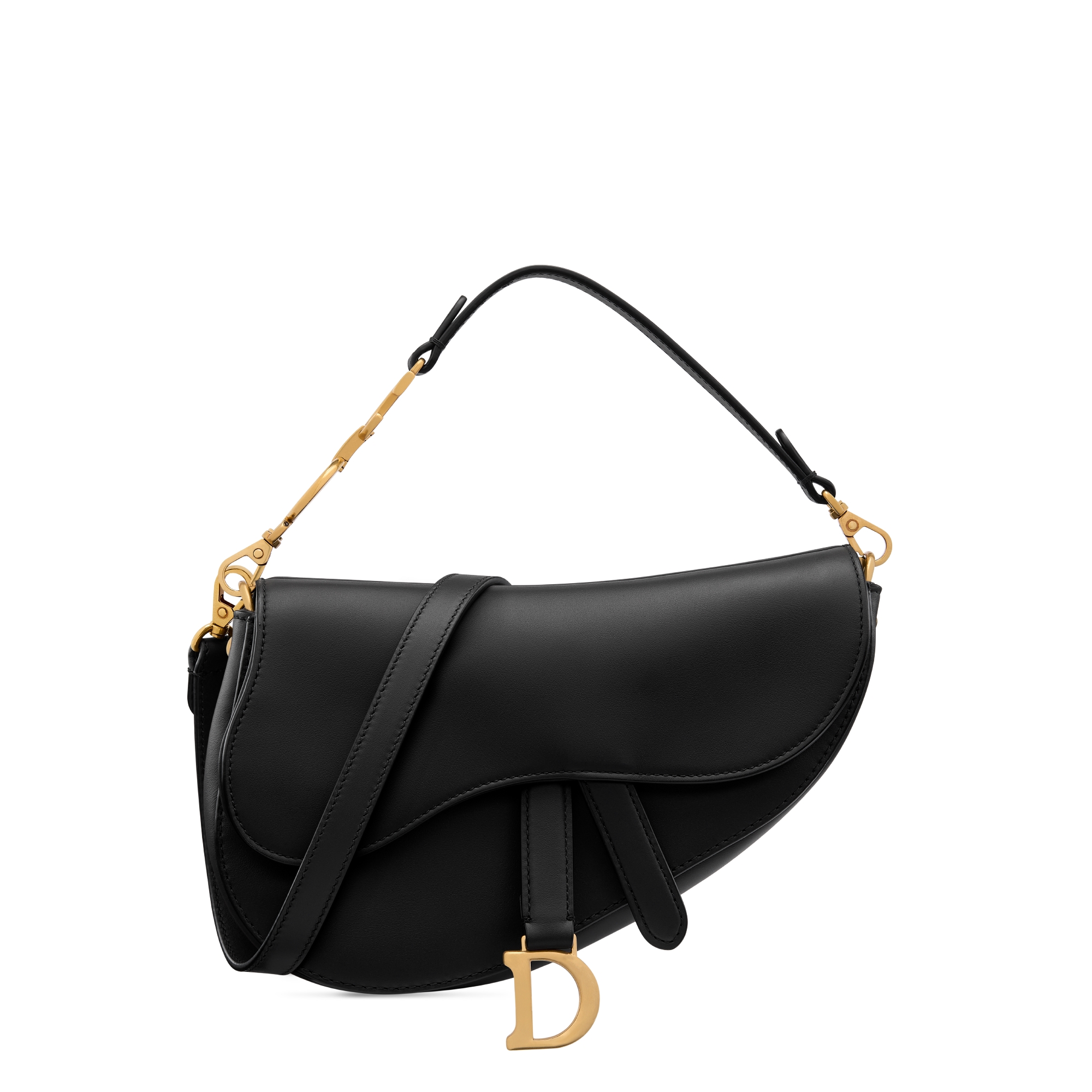 小号 Multicarry 马鞍包（附肩带） 黑色复古光滑牛皮革 E01