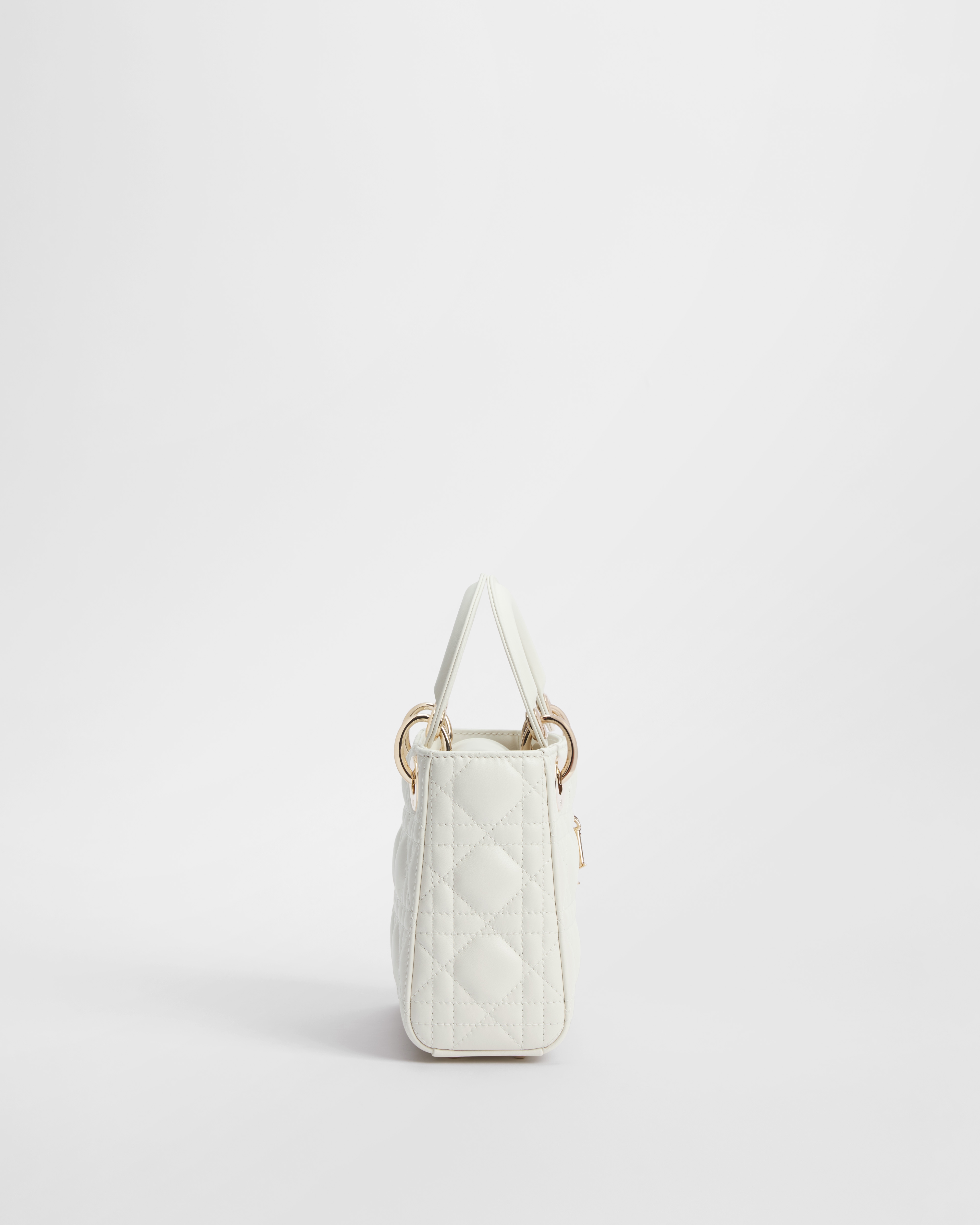 迷你 Lady Dior 手袋 奶白色羊皮革藤格纹 E02