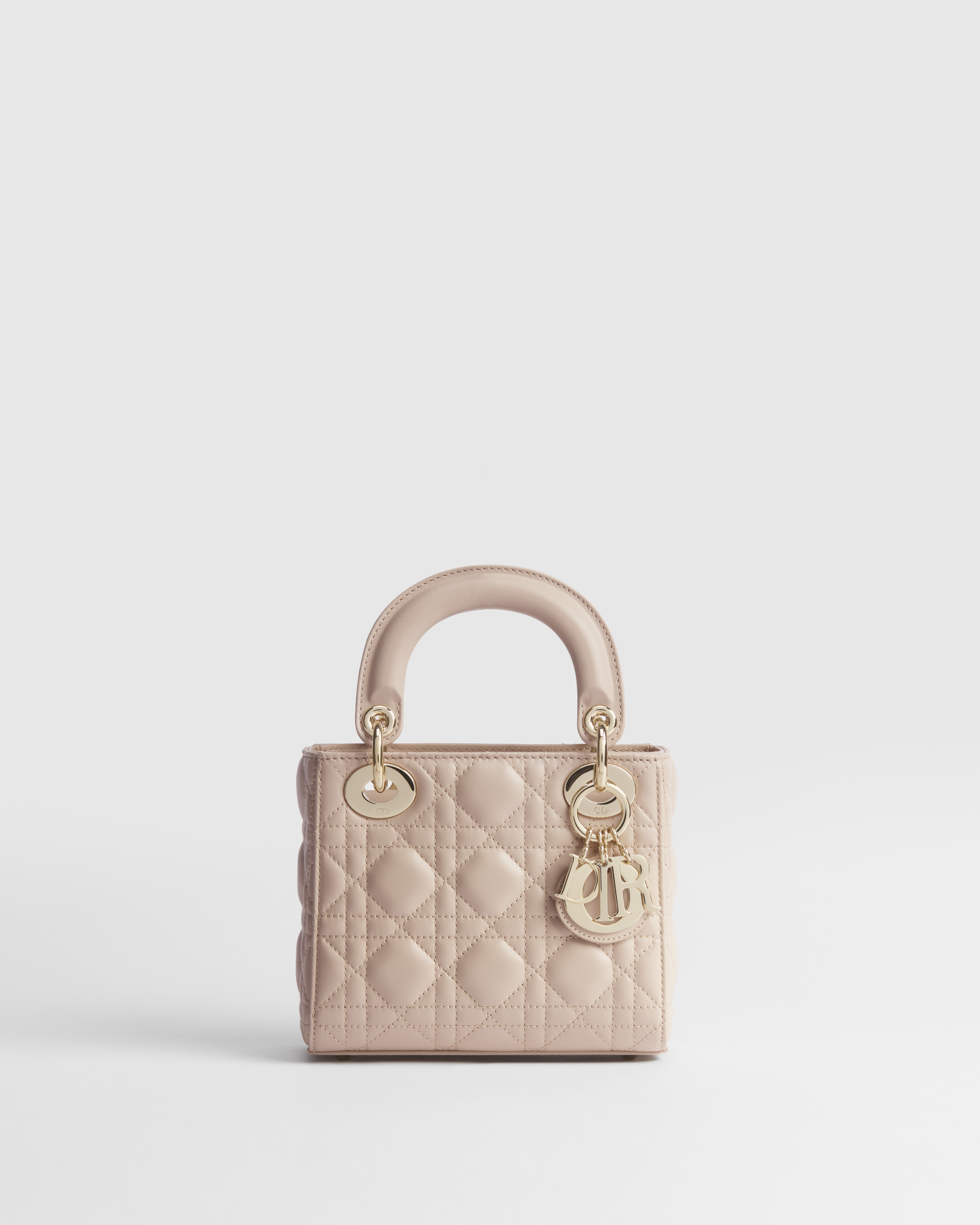 迷你 Lady Dior 手袋 胭脂米色羊皮革藤格纹 E01