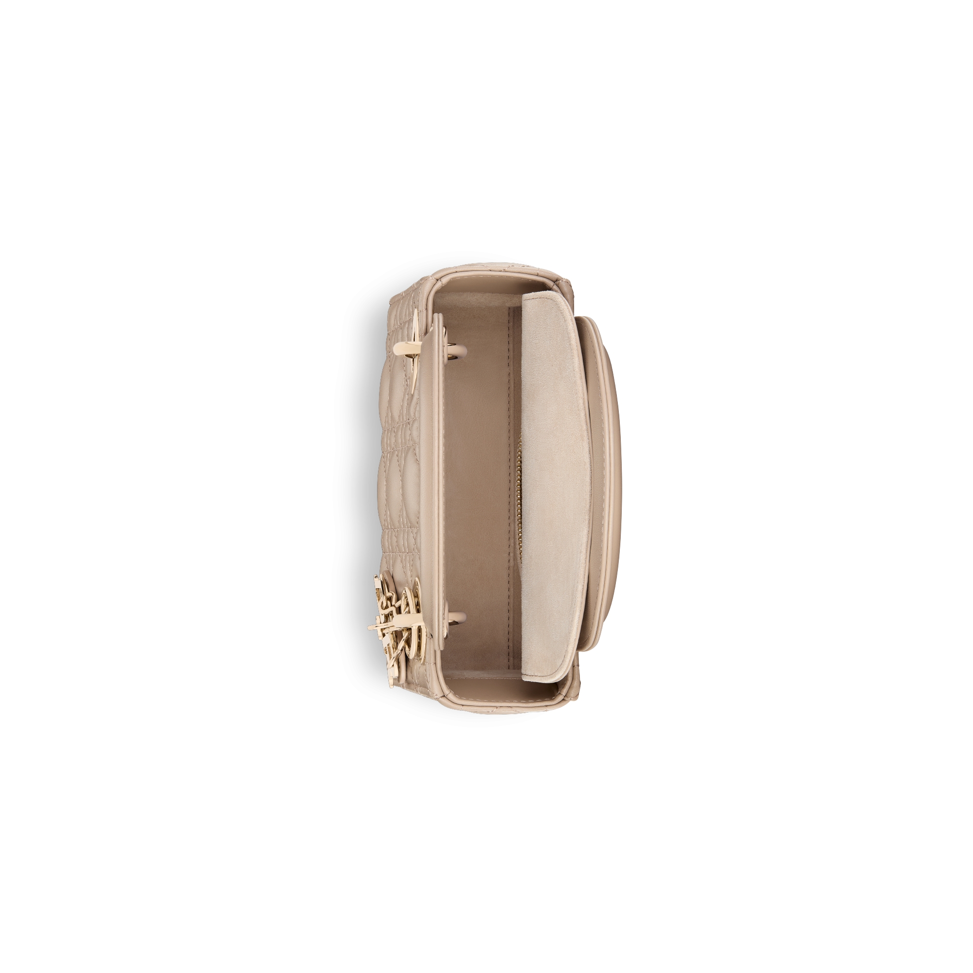 迷你 Lady Dior 手袋 沙漠灰褐色羊皮革藤格纹 E06