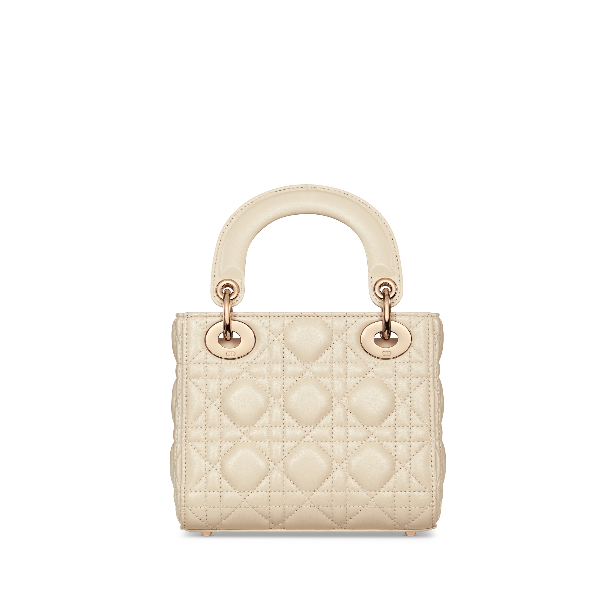 迷你 Lady Dior 手袋 浅米色羊皮革藤格纹 E08