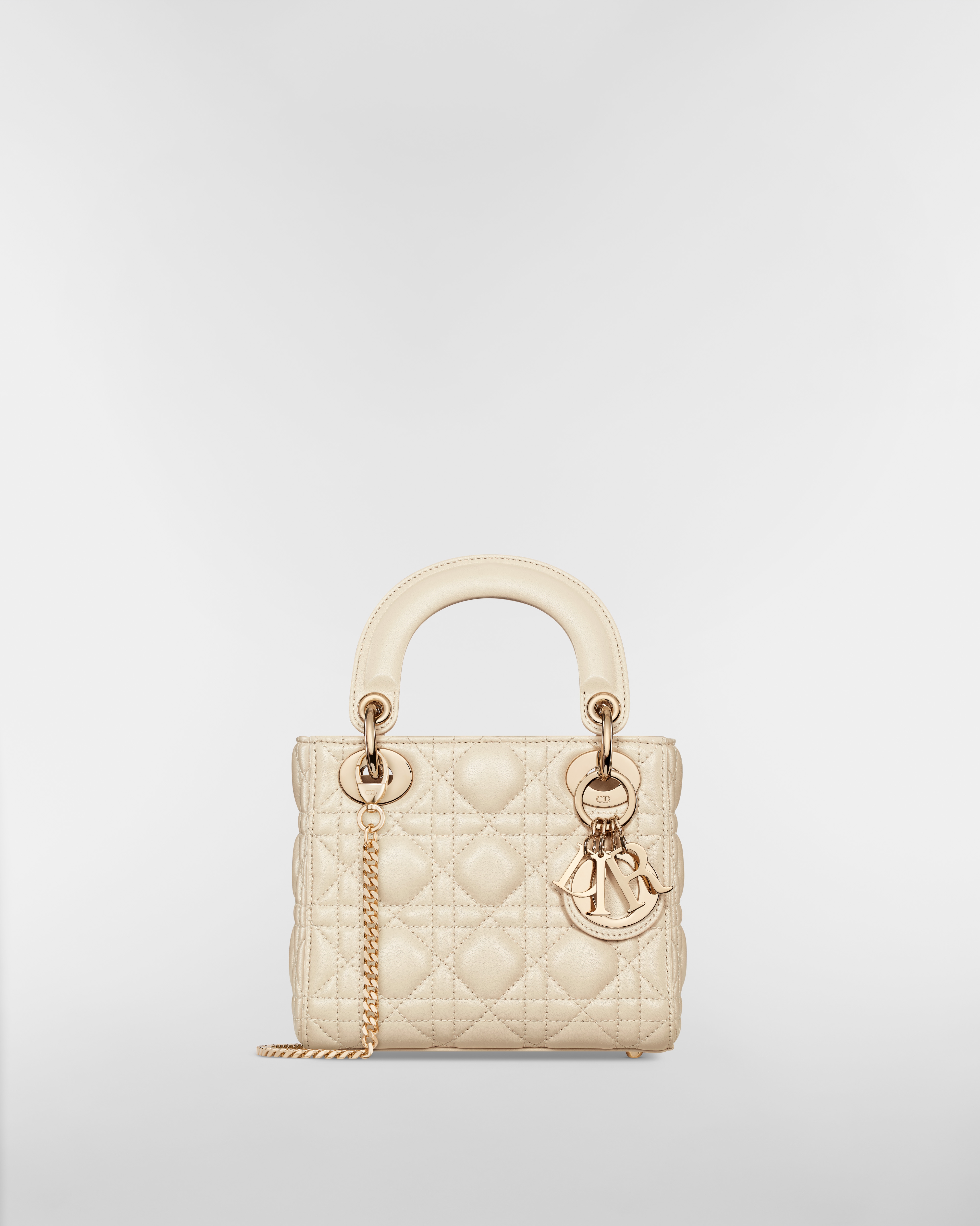 迷你 Lady Dior 手袋 浅米色羊皮革藤格纹 E01