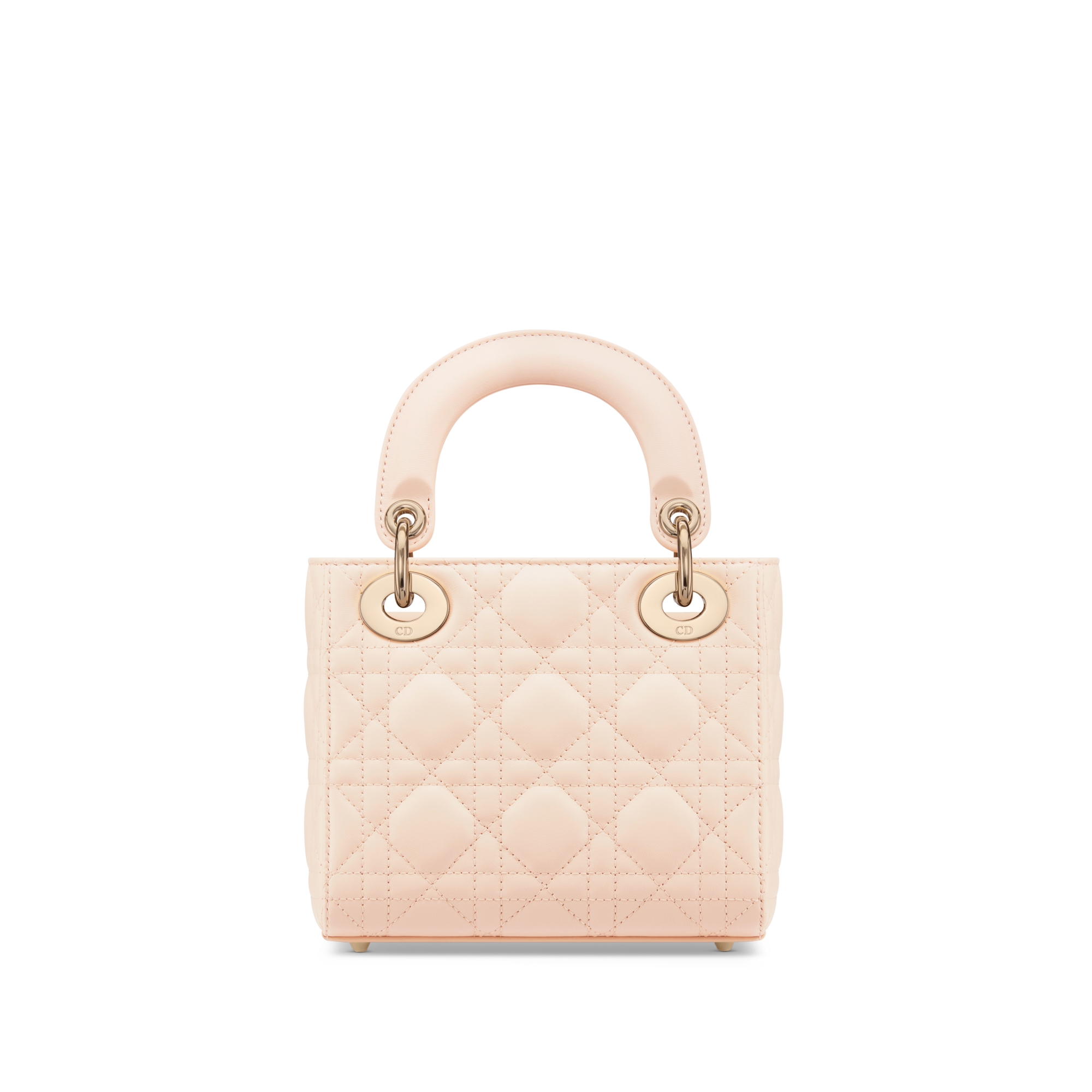 迷你 Lady Dior 手袋 沙石粉色羊皮革藤格纹 E08