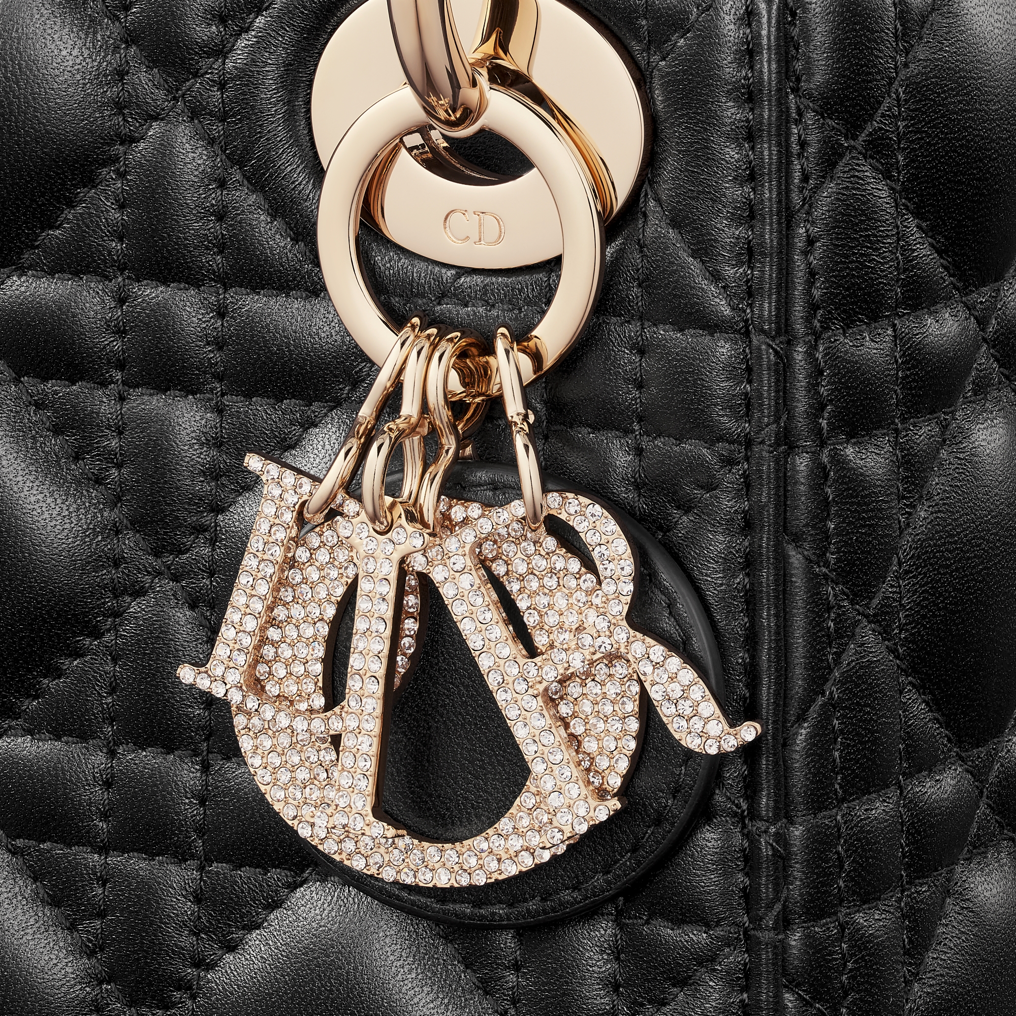 迷你 Lady Dior 手袋 黑色羊皮革藤格纹 E09