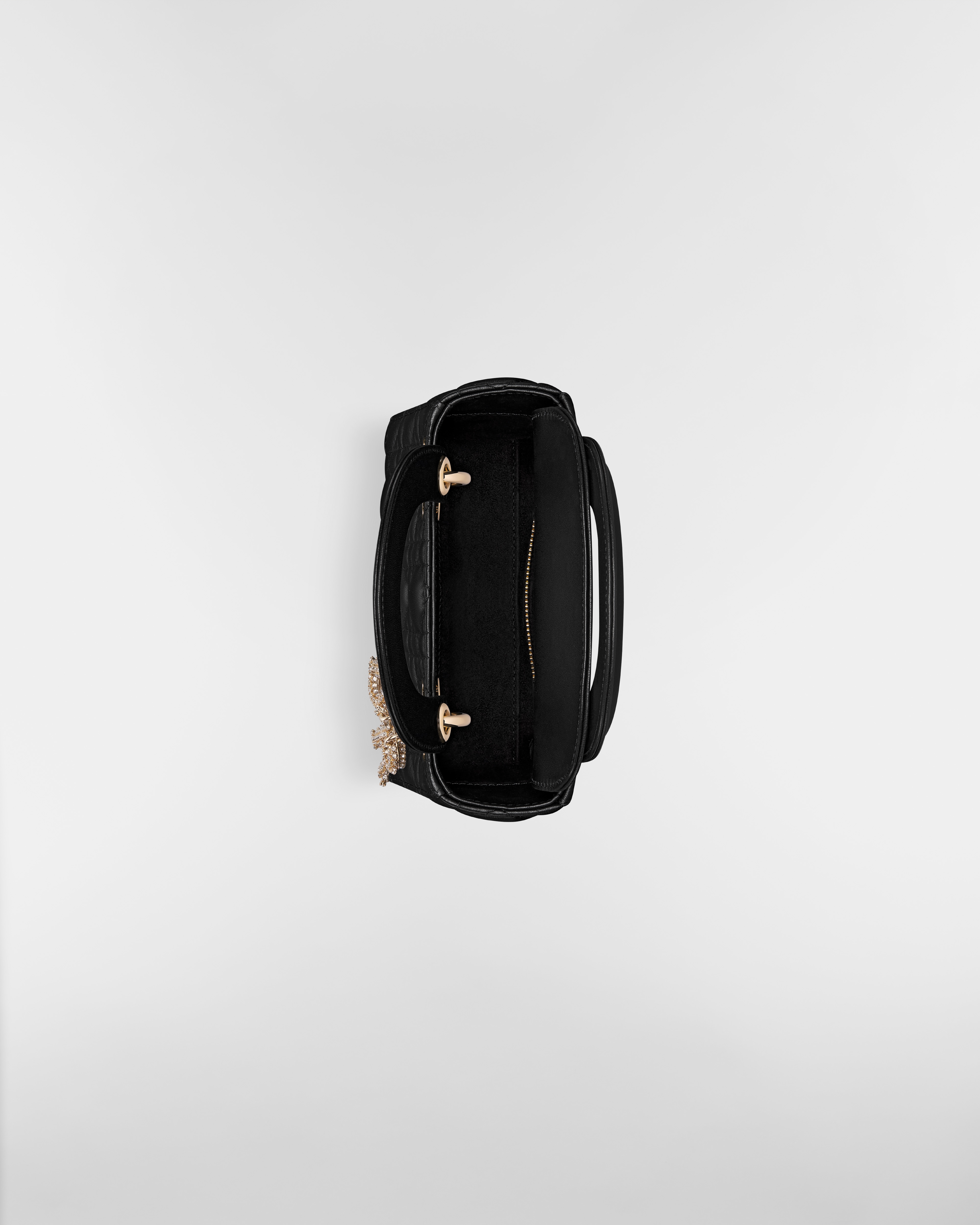 迷你 Lady Dior 手袋 黑色羊皮革藤格纹 E06