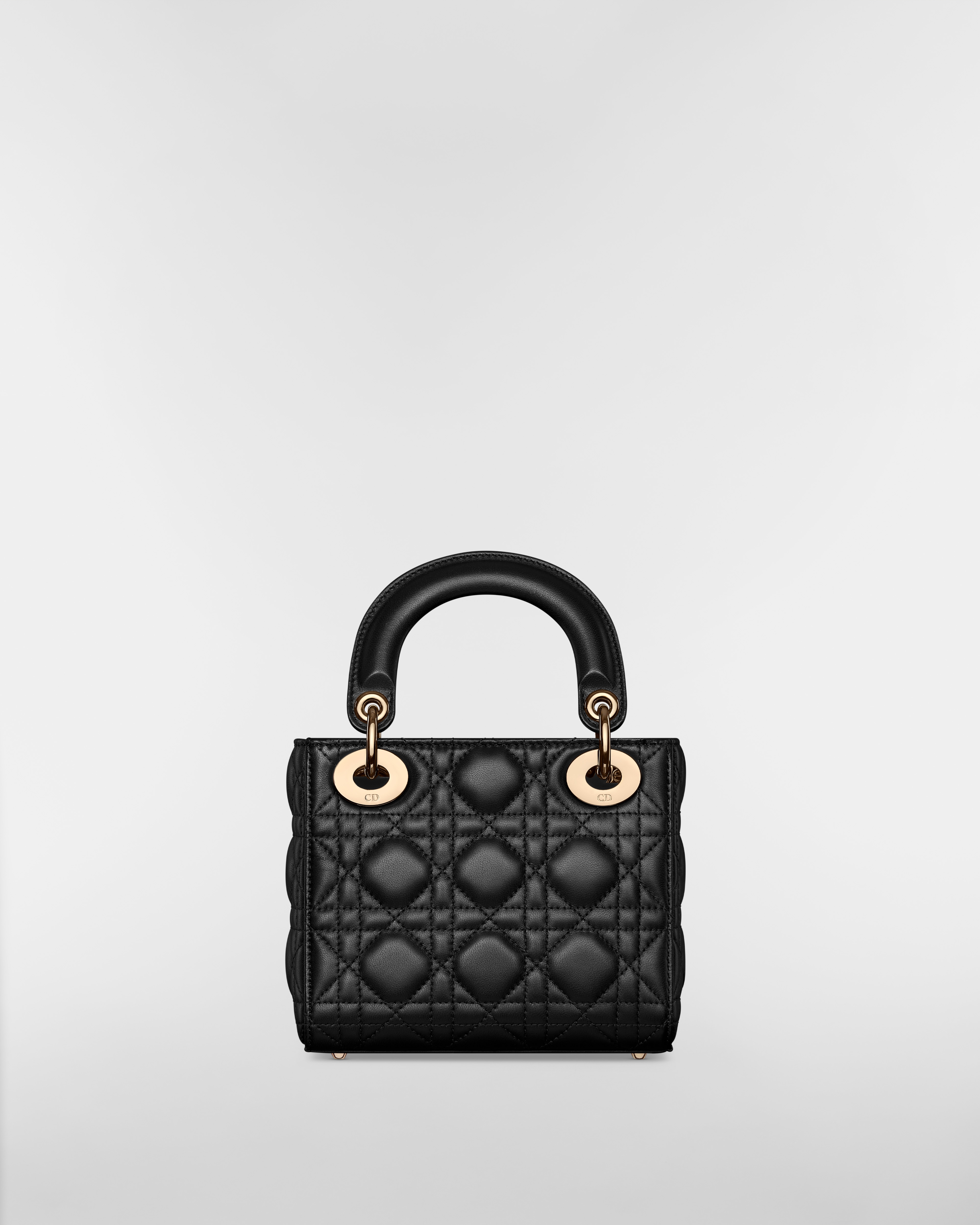 迷你 Lady Dior 手袋 黑色羊皮革藤格纹 E08