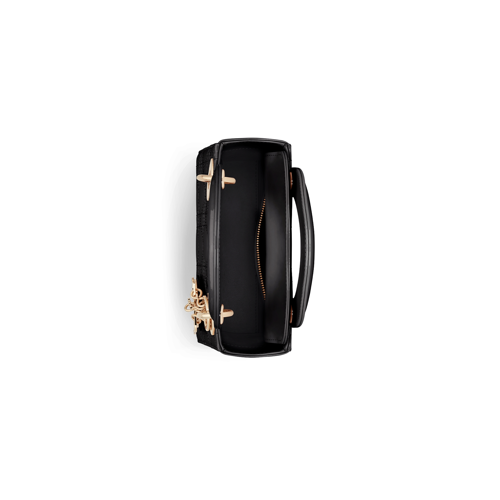 迷你 Lady Dior 手袋 黑色漆皮牛皮革藤格纹 E06