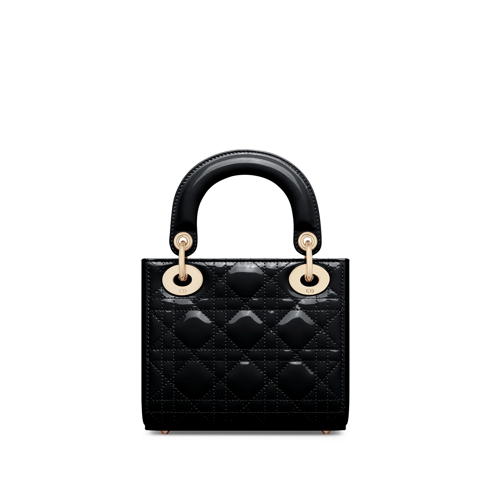 迷你 Lady Dior 手袋 黑色漆皮牛皮革藤格纹 E08
