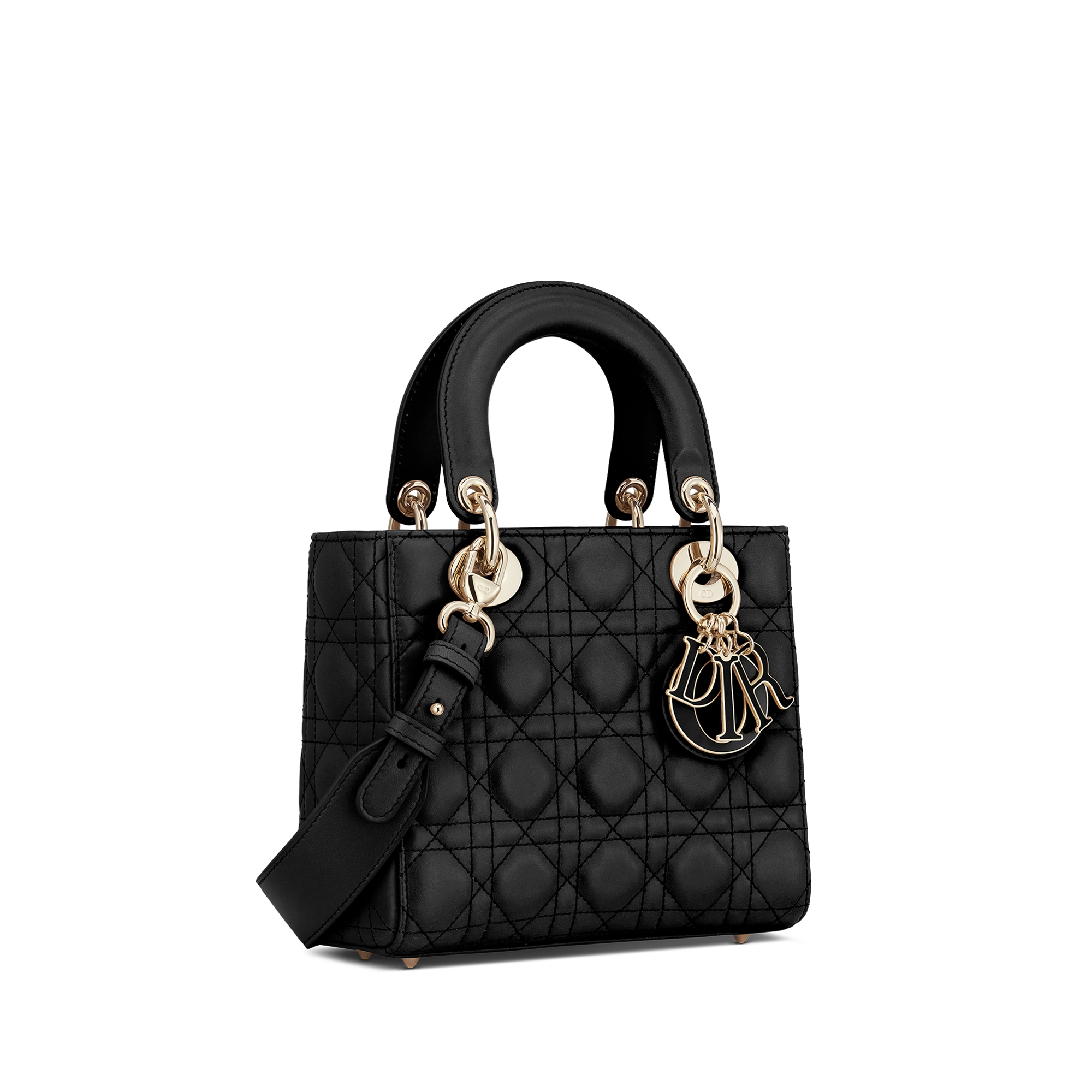 小号 Lady Dior My ABCDior 手袋 黑色羊皮革藤格纹 E03