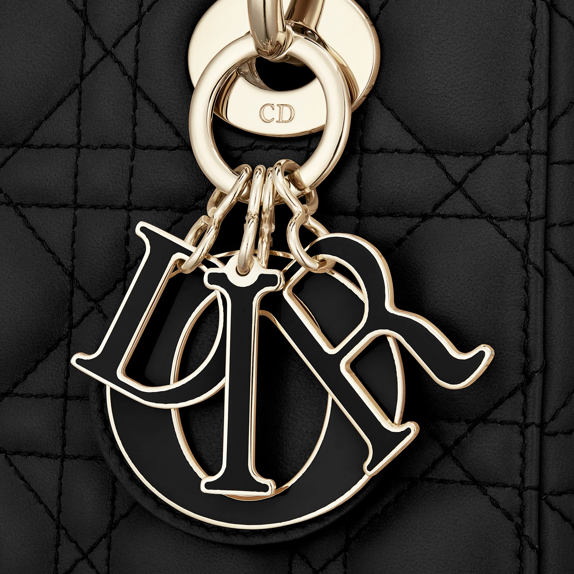 小号 Lady Dior My ABCDior 手袋 黑色羊皮革藤格纹 E09