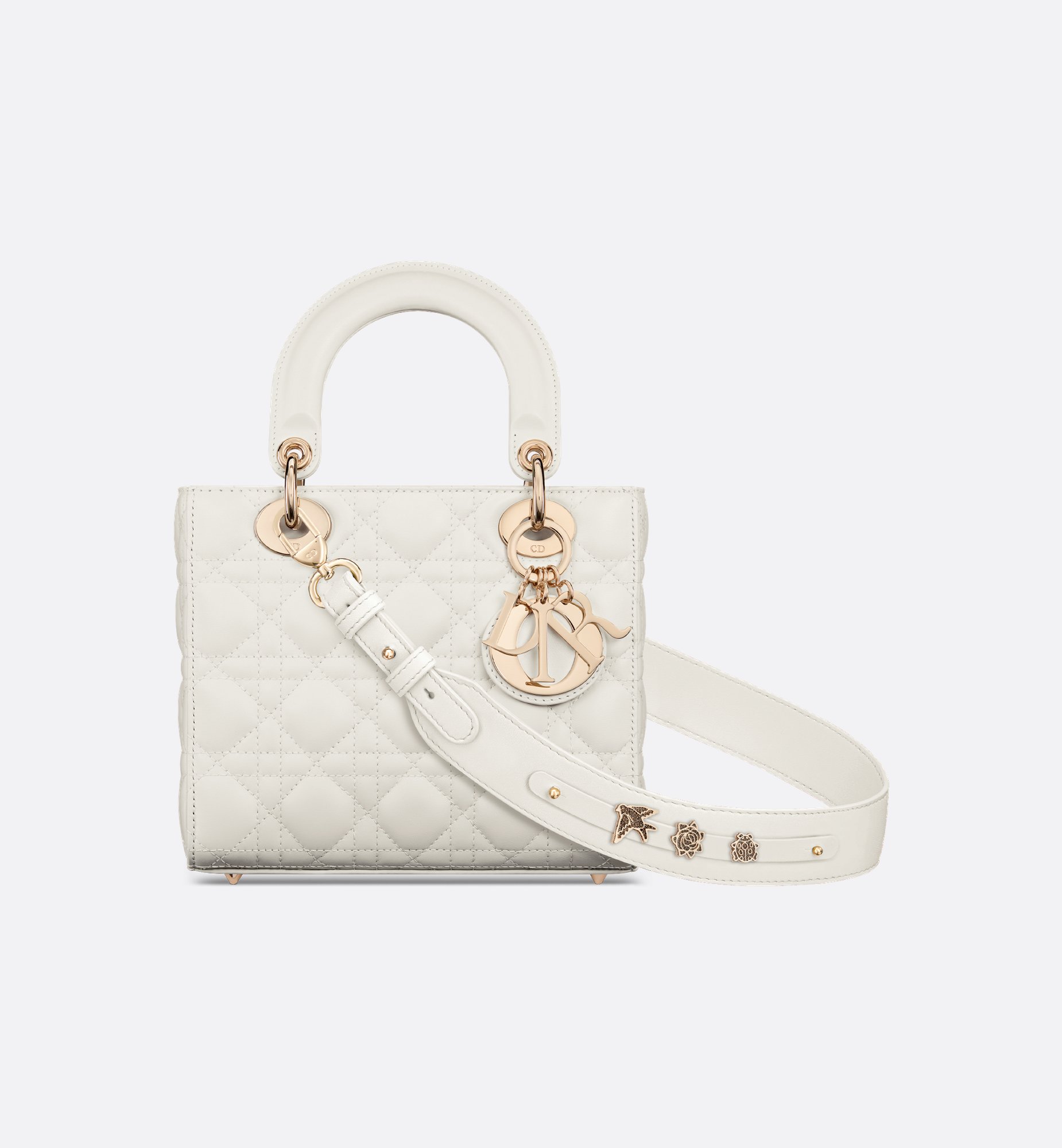 小号Lady Dior My ABCDior 手袋奶白色羊皮革藤格纹| DIOR 小号Lady Dior My ABCDior 手袋奶白色羊皮革藤格纹| DIOR