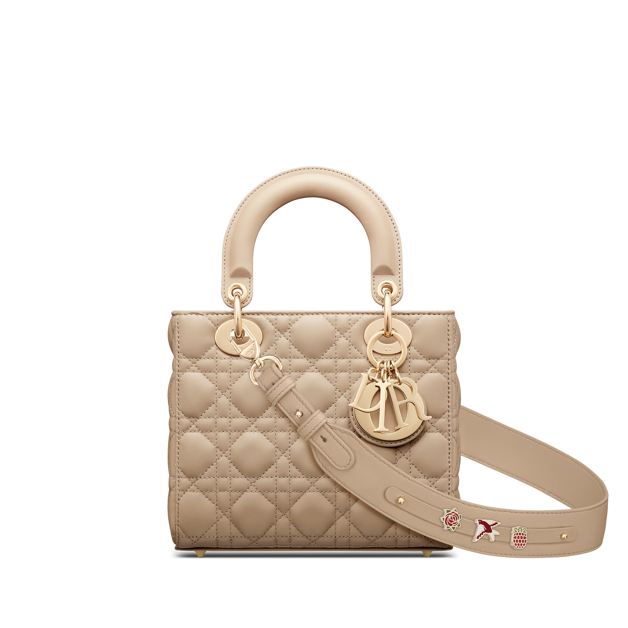 小号 Lady Dior My ABCDior 手袋 沙褐色羊皮革藤格纹 E01