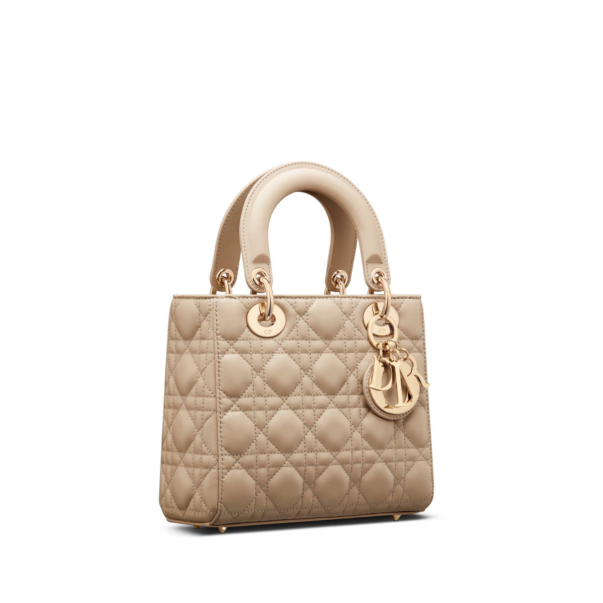 小号 Lady Dior My ABCDior 手袋 沙褐色羊皮革藤格纹 E03