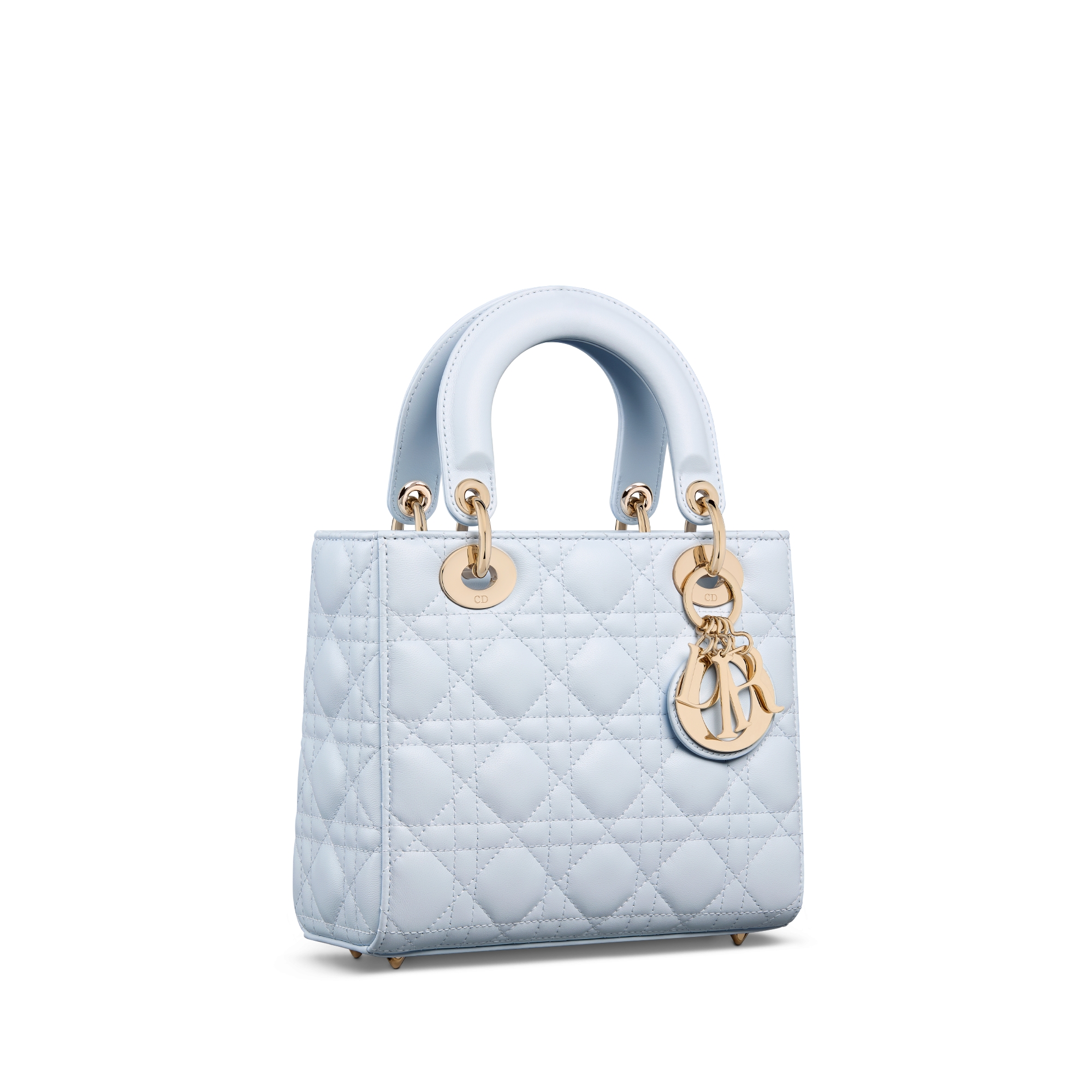 小号 Lady Dior My ABCDior 手袋 衬衫蓝色羊皮革藤格纹 E03