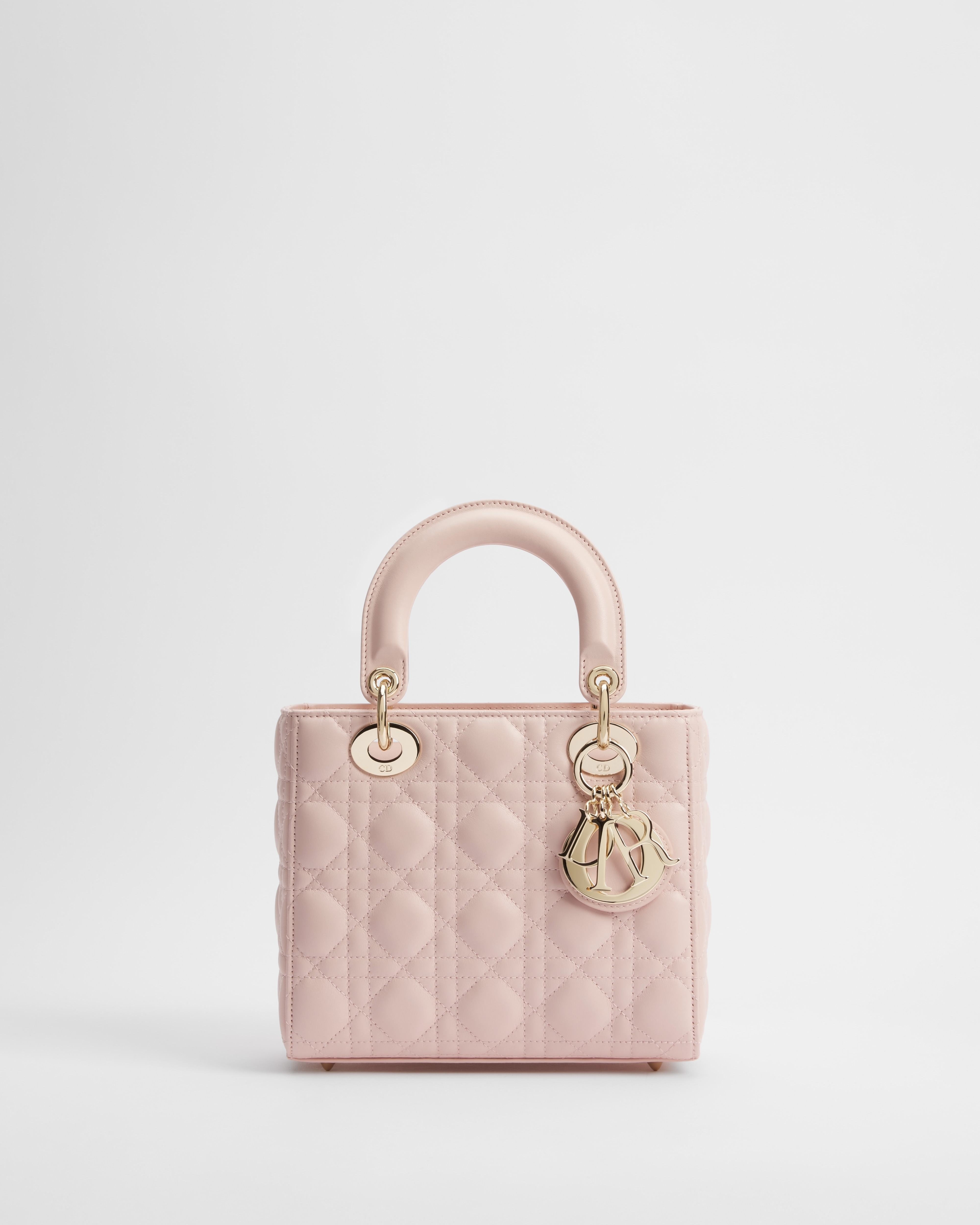 小号 Lady Dior My ABCDior 手袋 胭脂粉色羊皮革藤格纹 E01