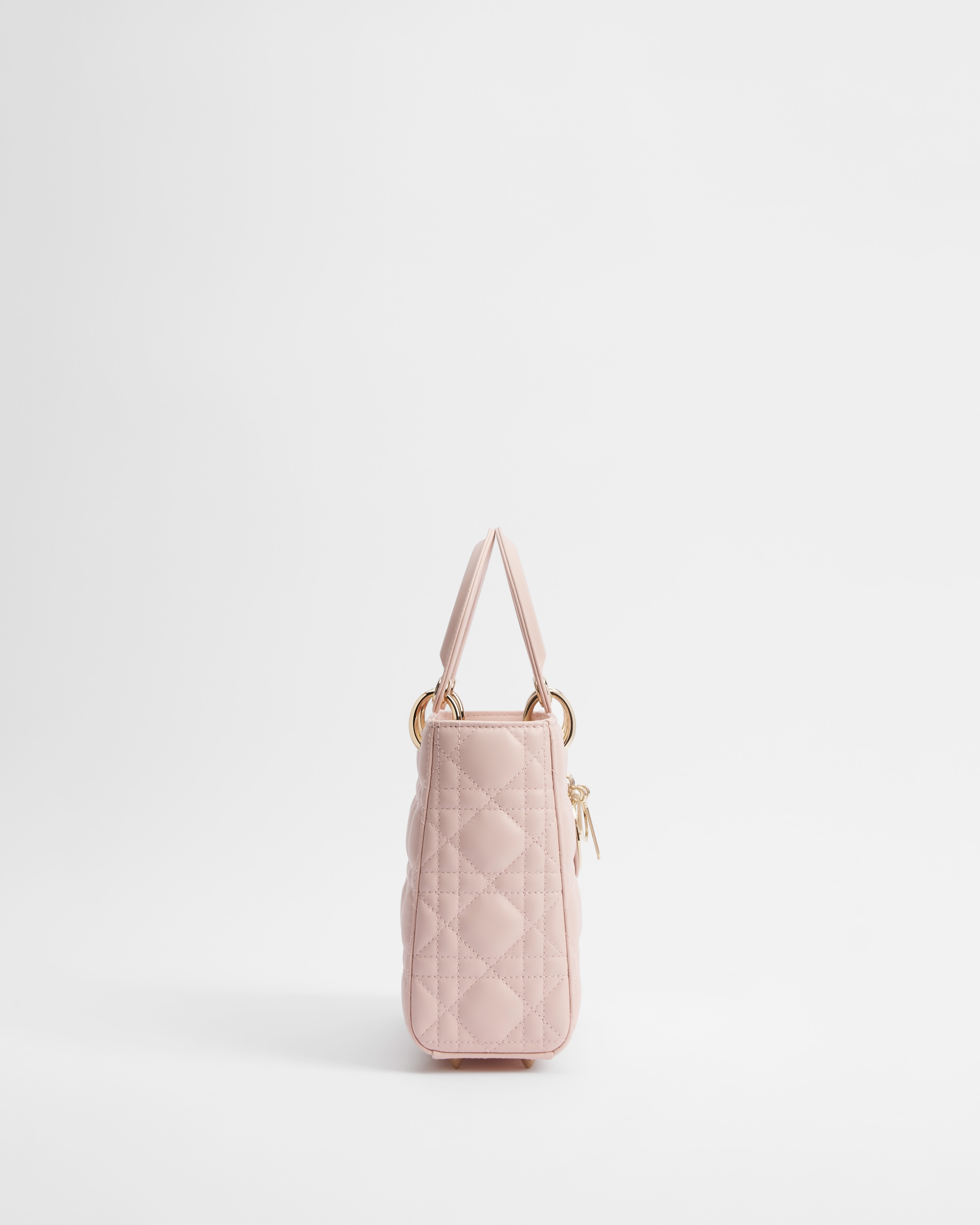 小号 Lady Dior My ABCDior 手袋 胭脂粉色羊皮革藤格纹 E02