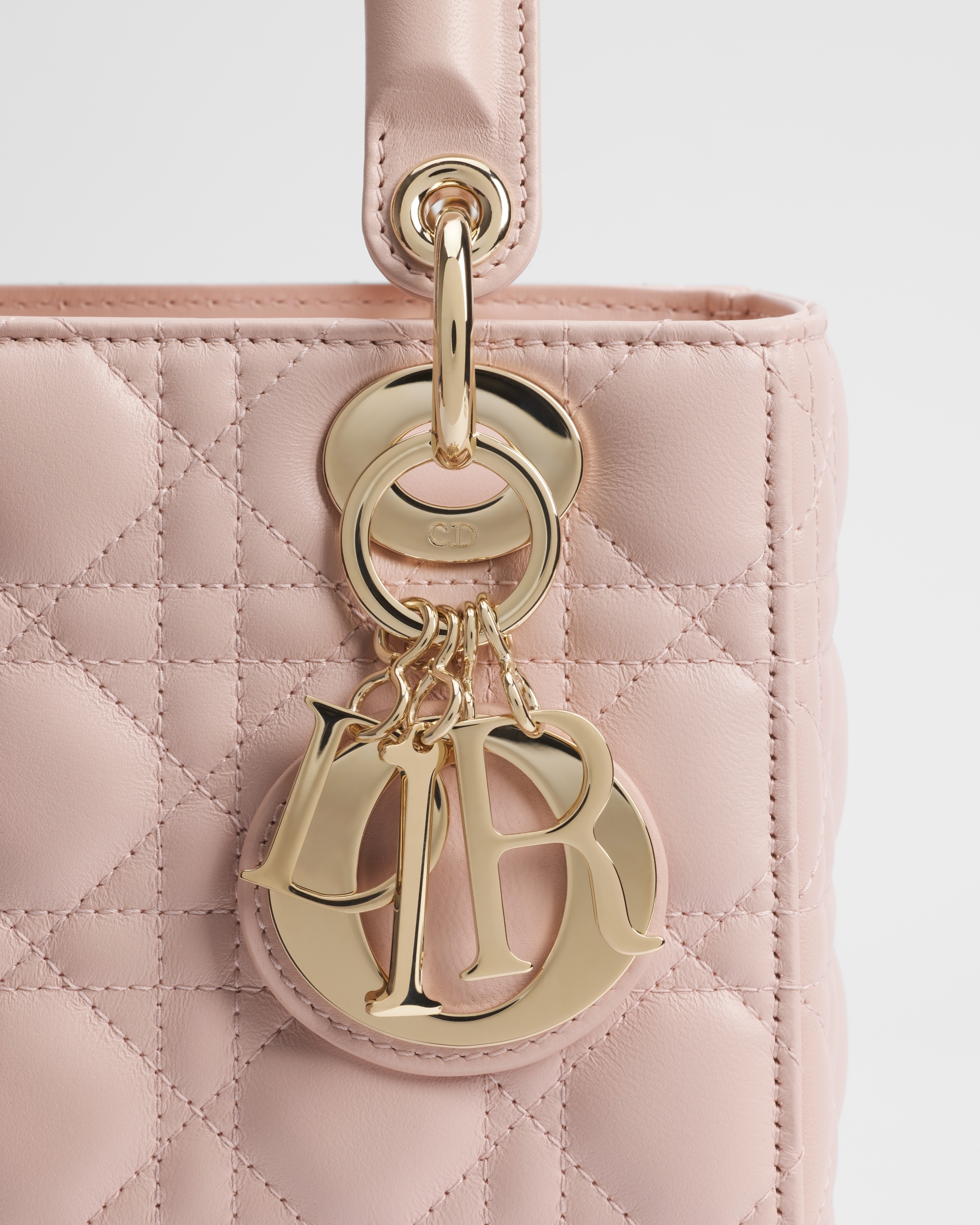 小号 Lady Dior My ABCDior 手袋 胭脂粉色羊皮革藤格纹 E09