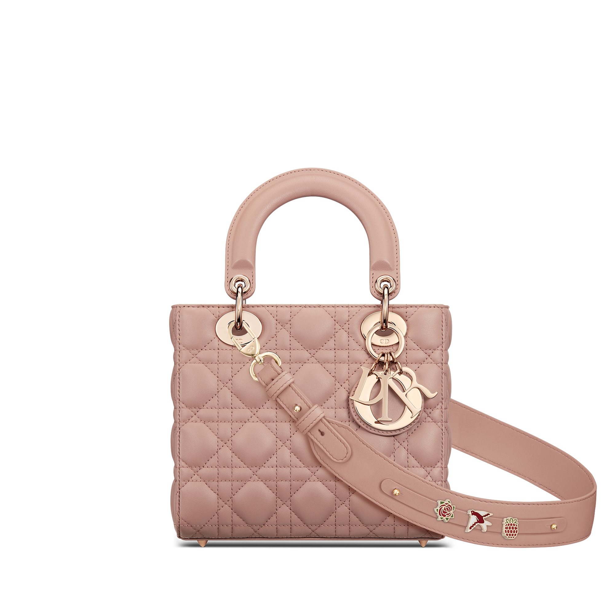 小号 Lady Dior My ABCDior 手袋 绯红色羊皮革藤格纹 E01