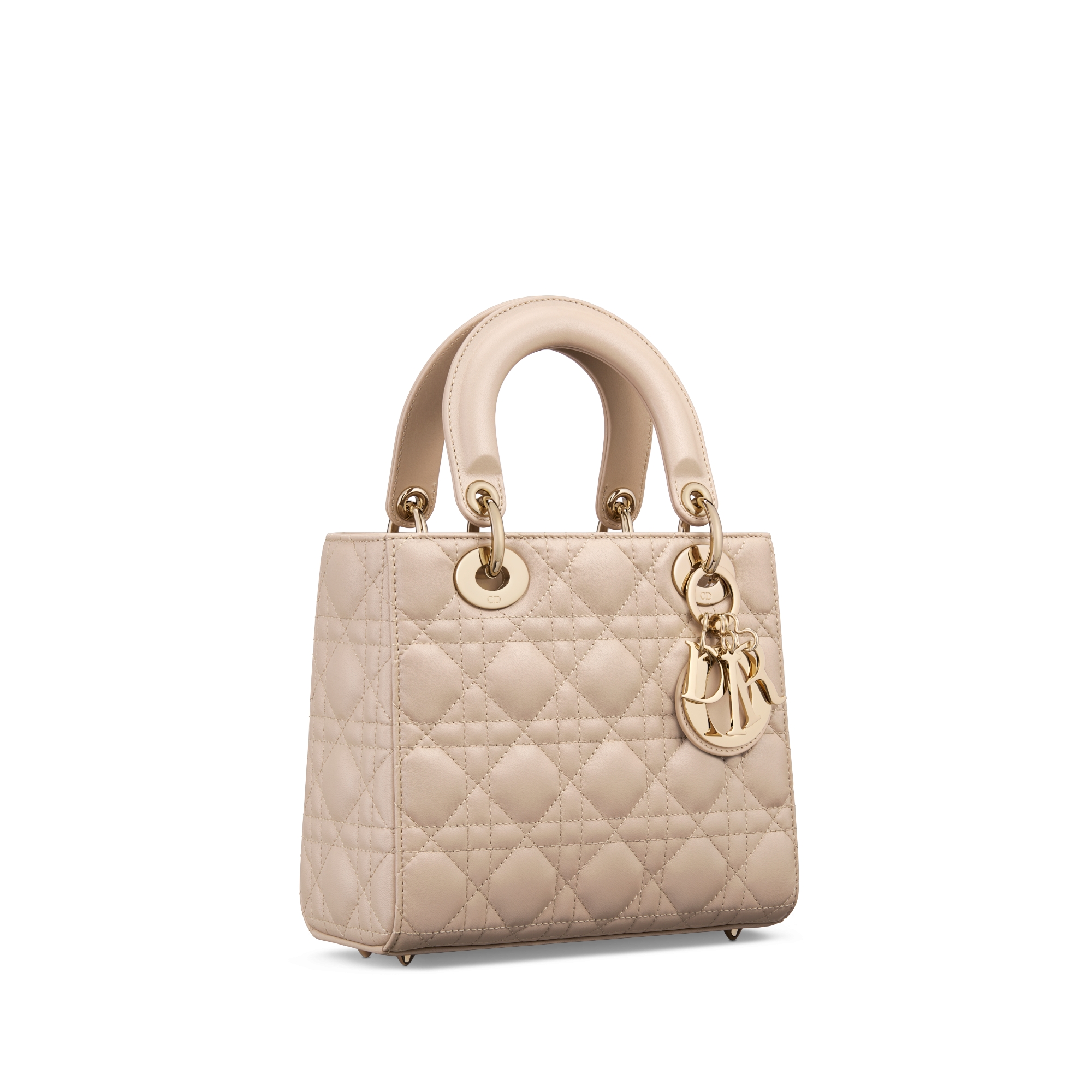 小号 Lady Dior My ABCDior 手袋 胭脂米色羊皮革藤格纹 E03