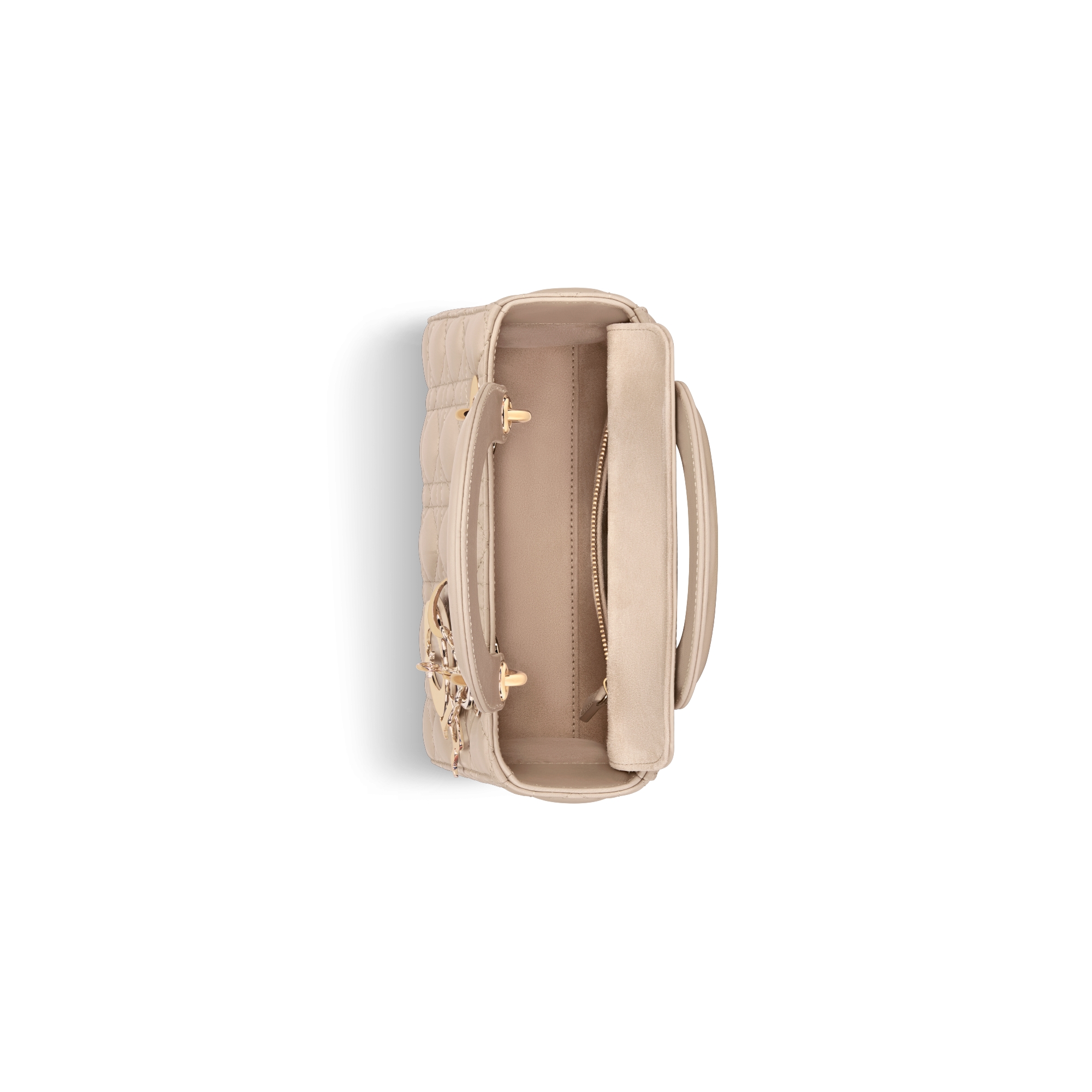 小号 Lady Dior My ABCDior 手袋 胭脂米色羊皮革藤格纹 E06