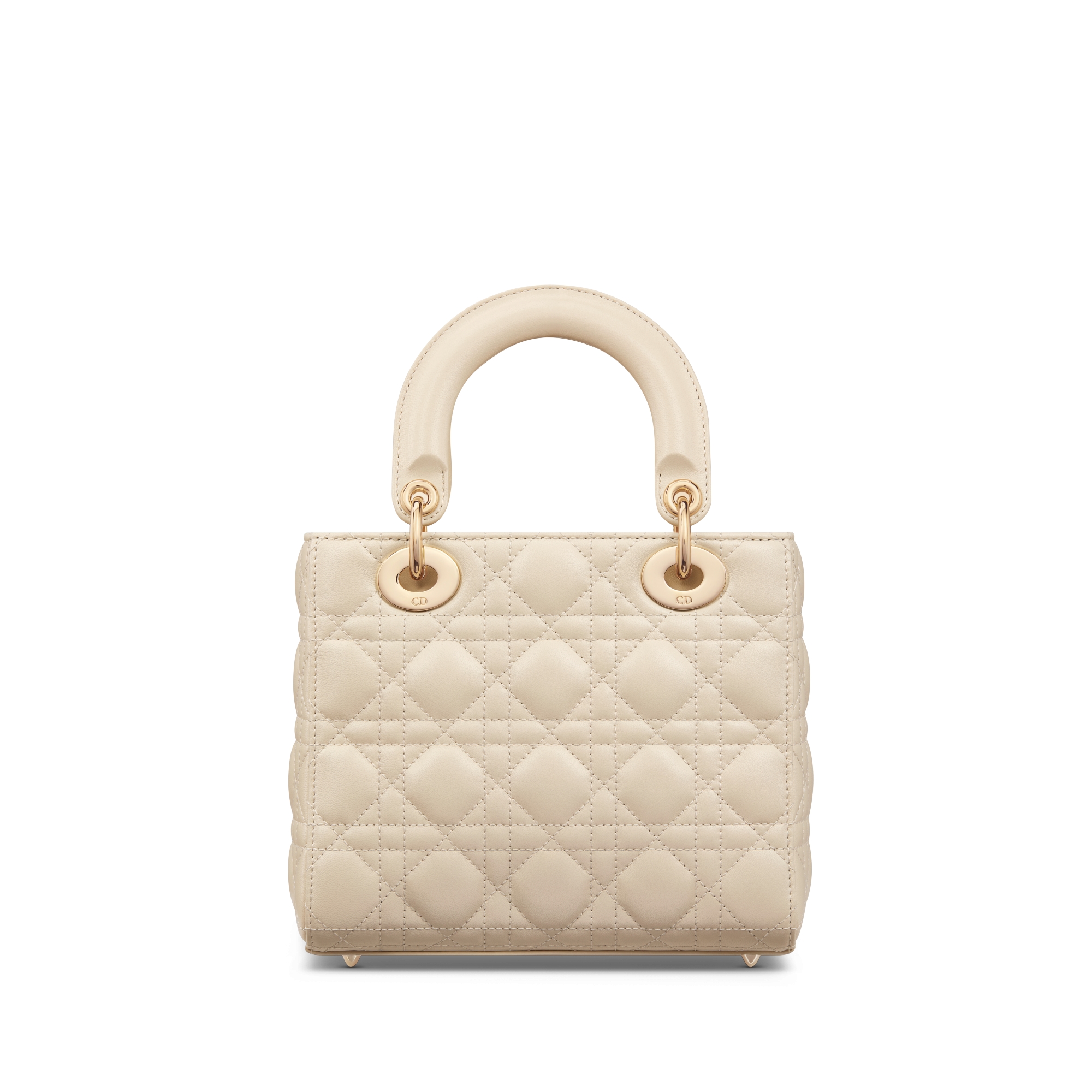 小号 Lady Dior My ABCDior 手袋 浅象牙色羊皮革藤格纹 E08