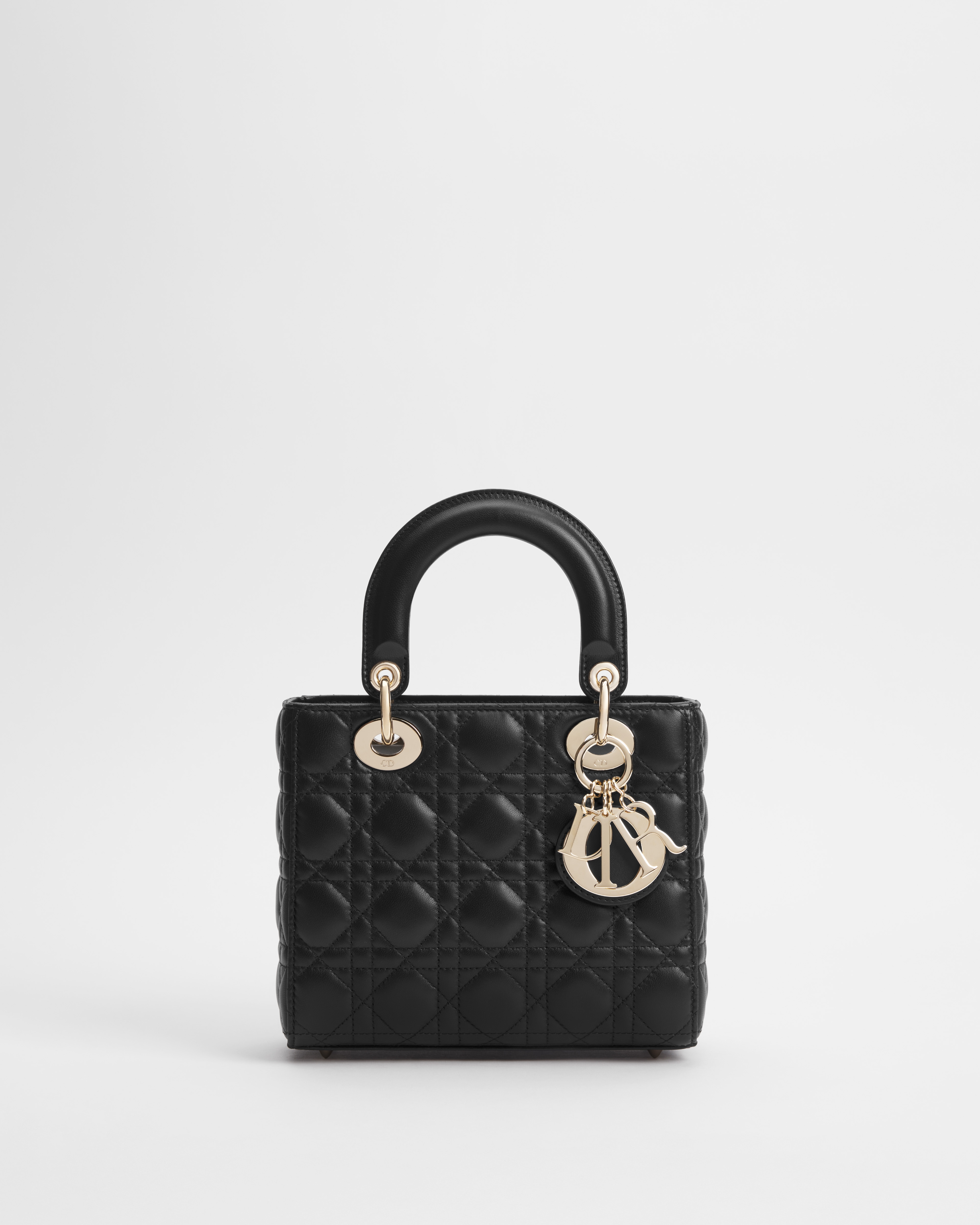 小号 Lady Dior My ABCDior 手袋 黑色羊皮革藤格纹 E01