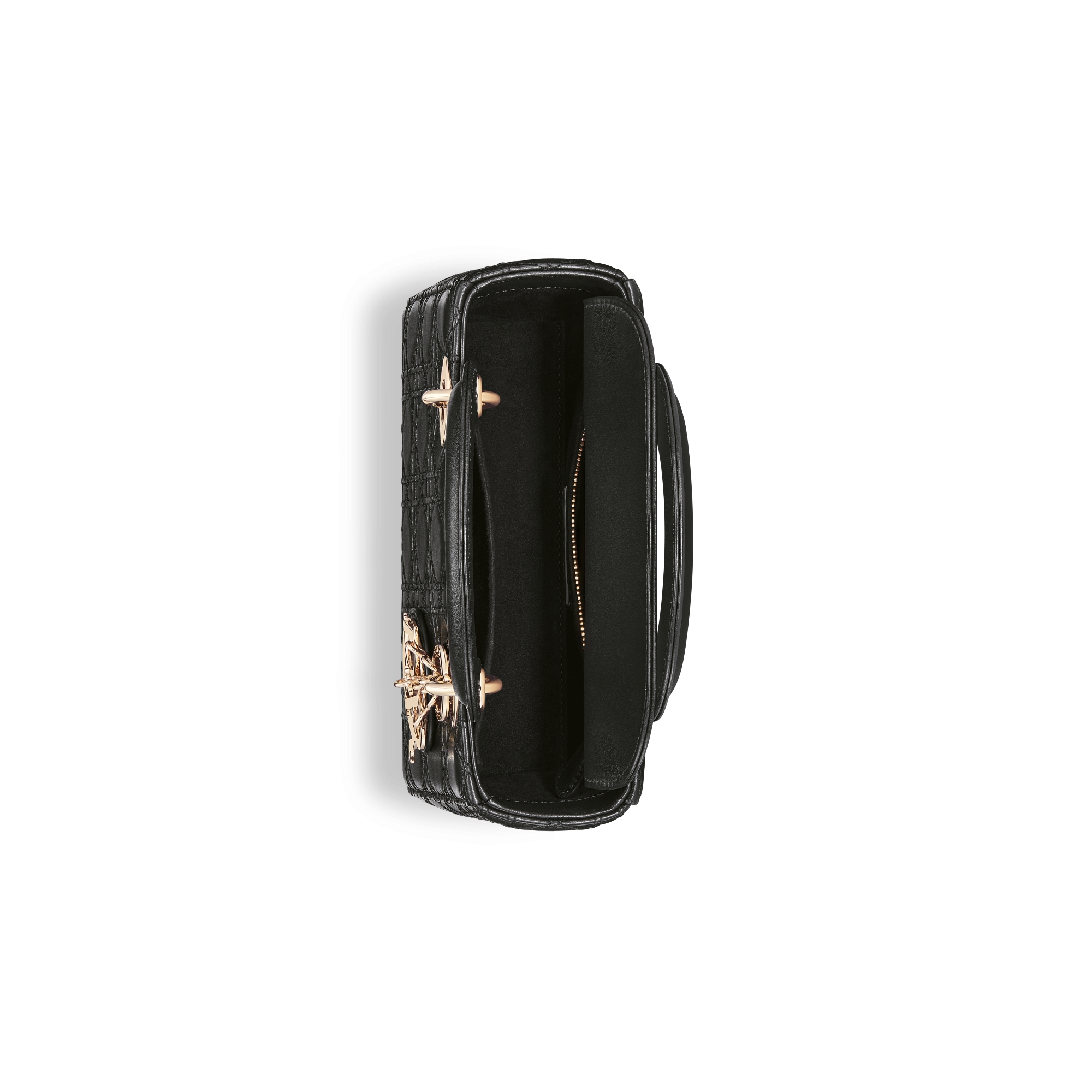 小号 Lady Dior My ABCDior 手袋 黑色羊皮革扁平藤格纹 E06