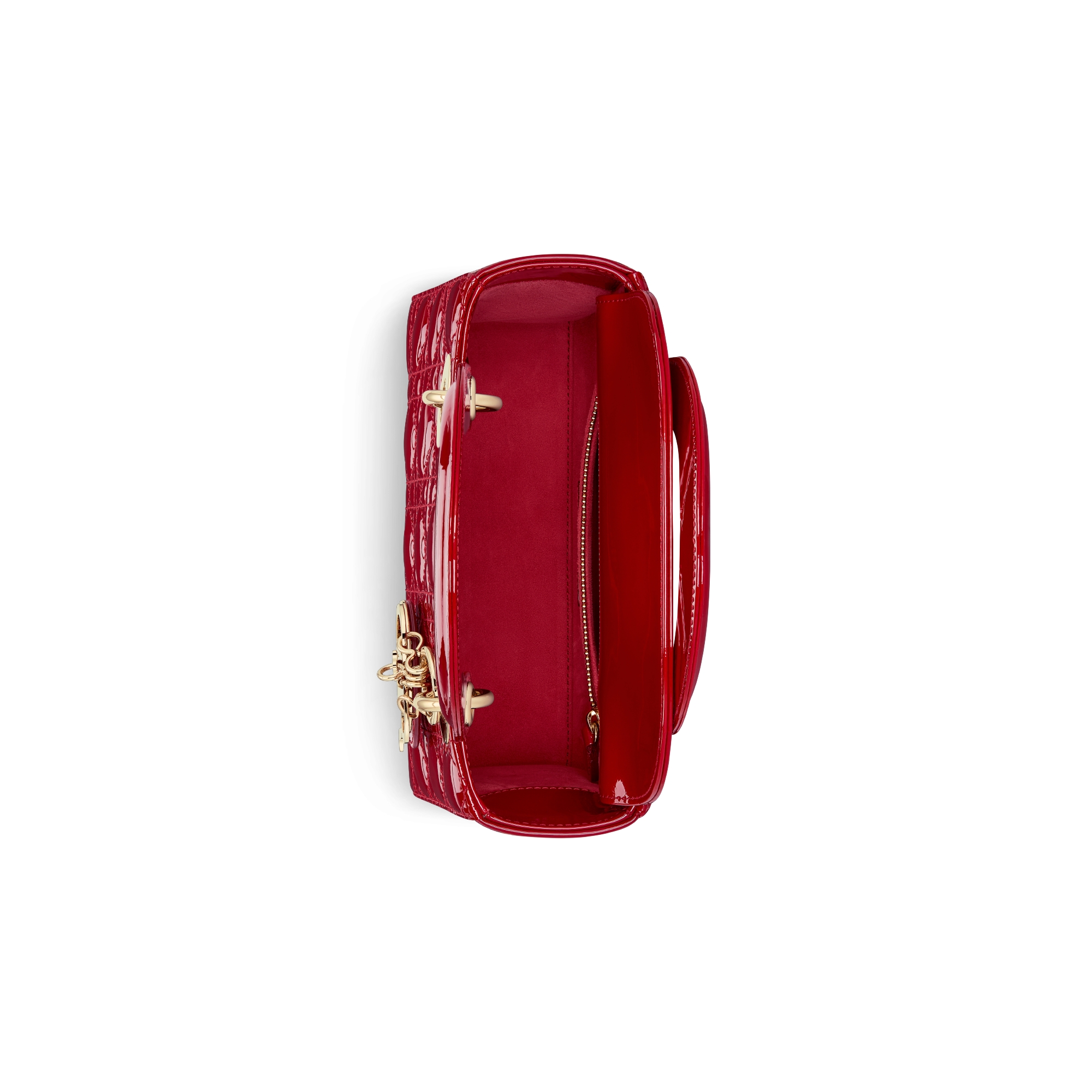 小号 Lady Dior My ABCDior 手袋 樱桃红漆皮牛皮革藤格纹 E06