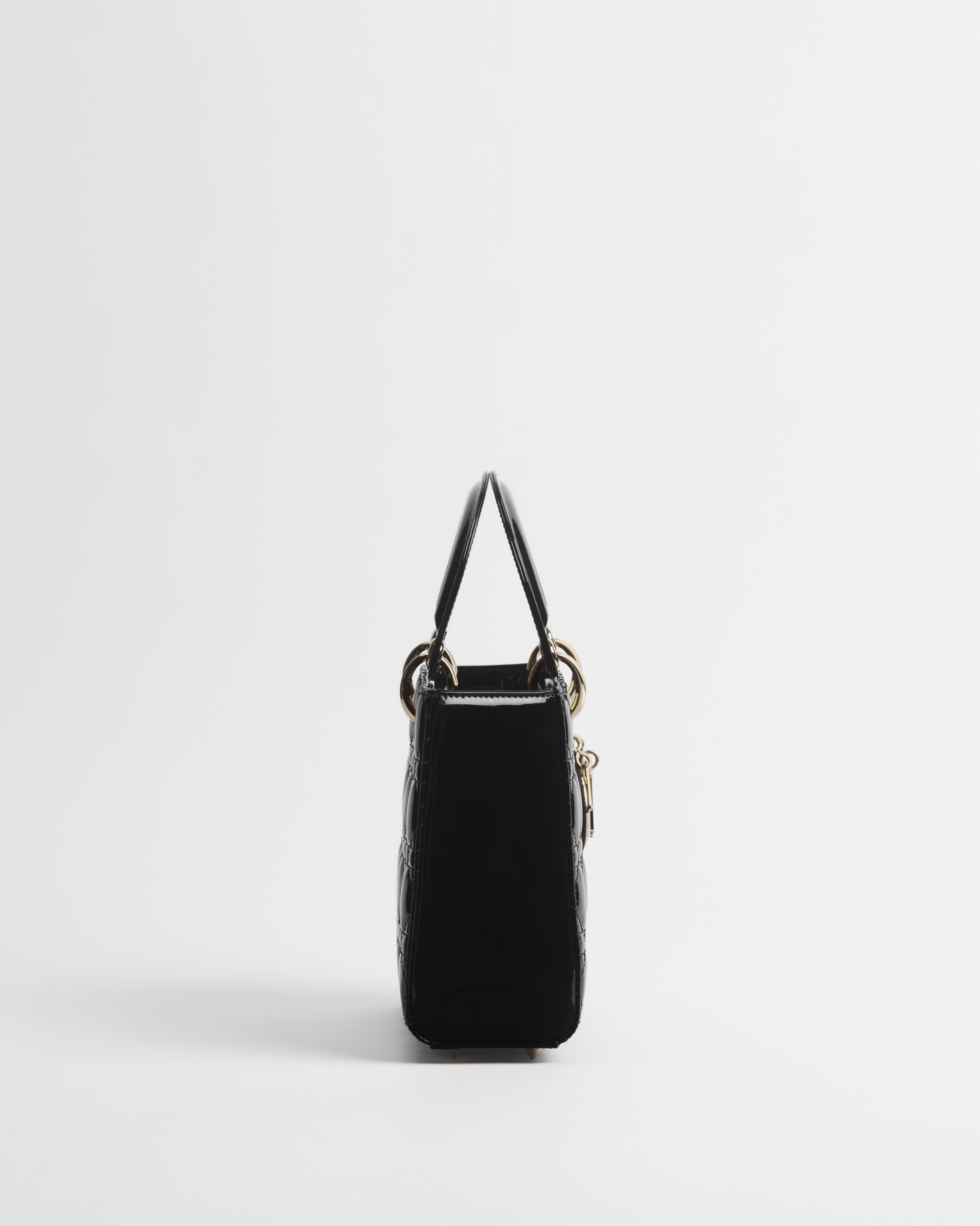 小号 Lady Dior My ABCDior 手袋 黑色漆皮牛皮革藤格纹 E02