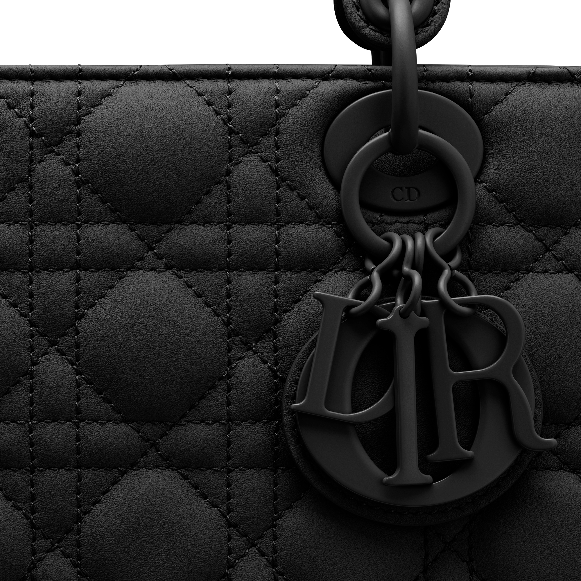 小号 Lady Dior My ABCDior 手袋 黑色哑光牛皮革藤格纹 E09