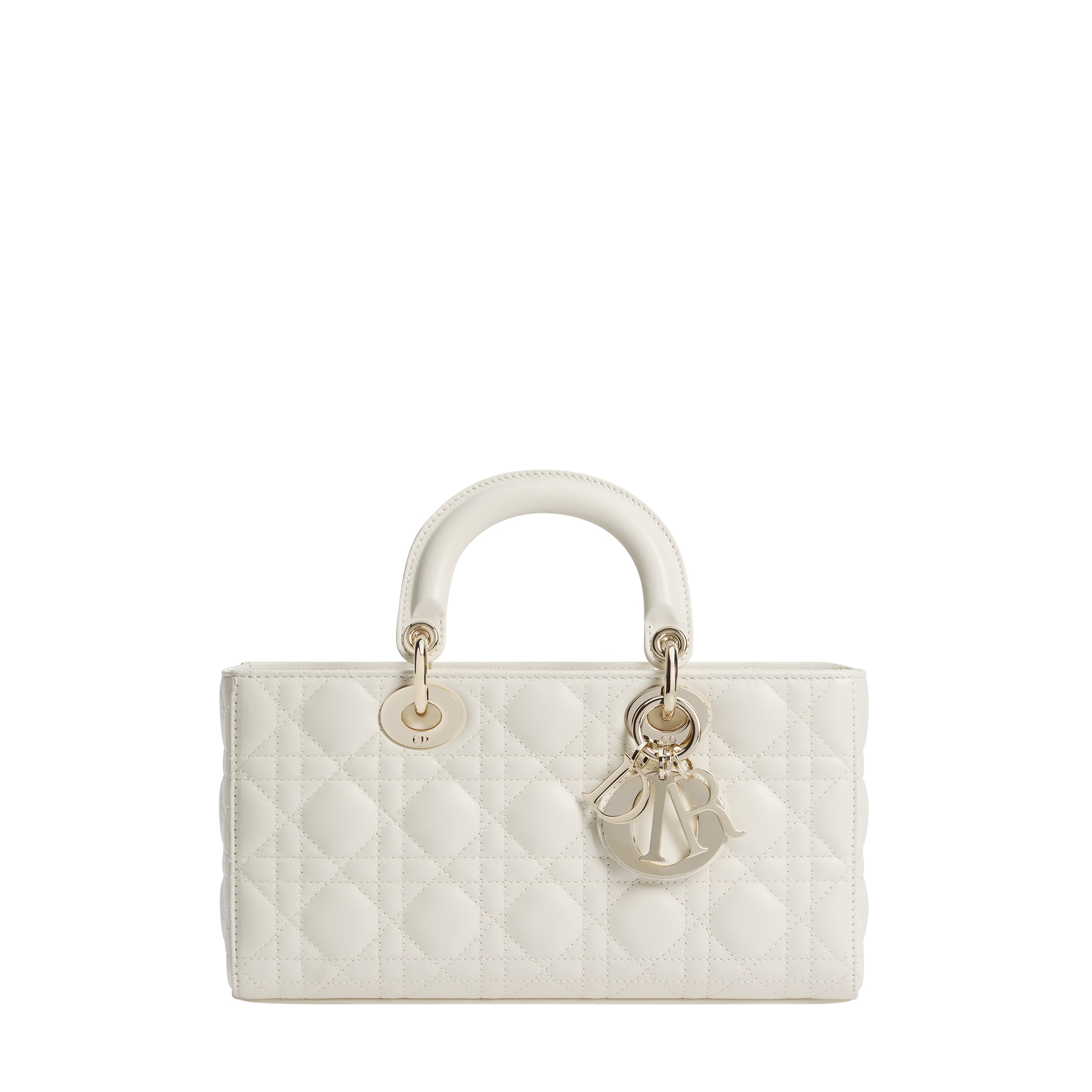  奶白色羊皮革藤格纹